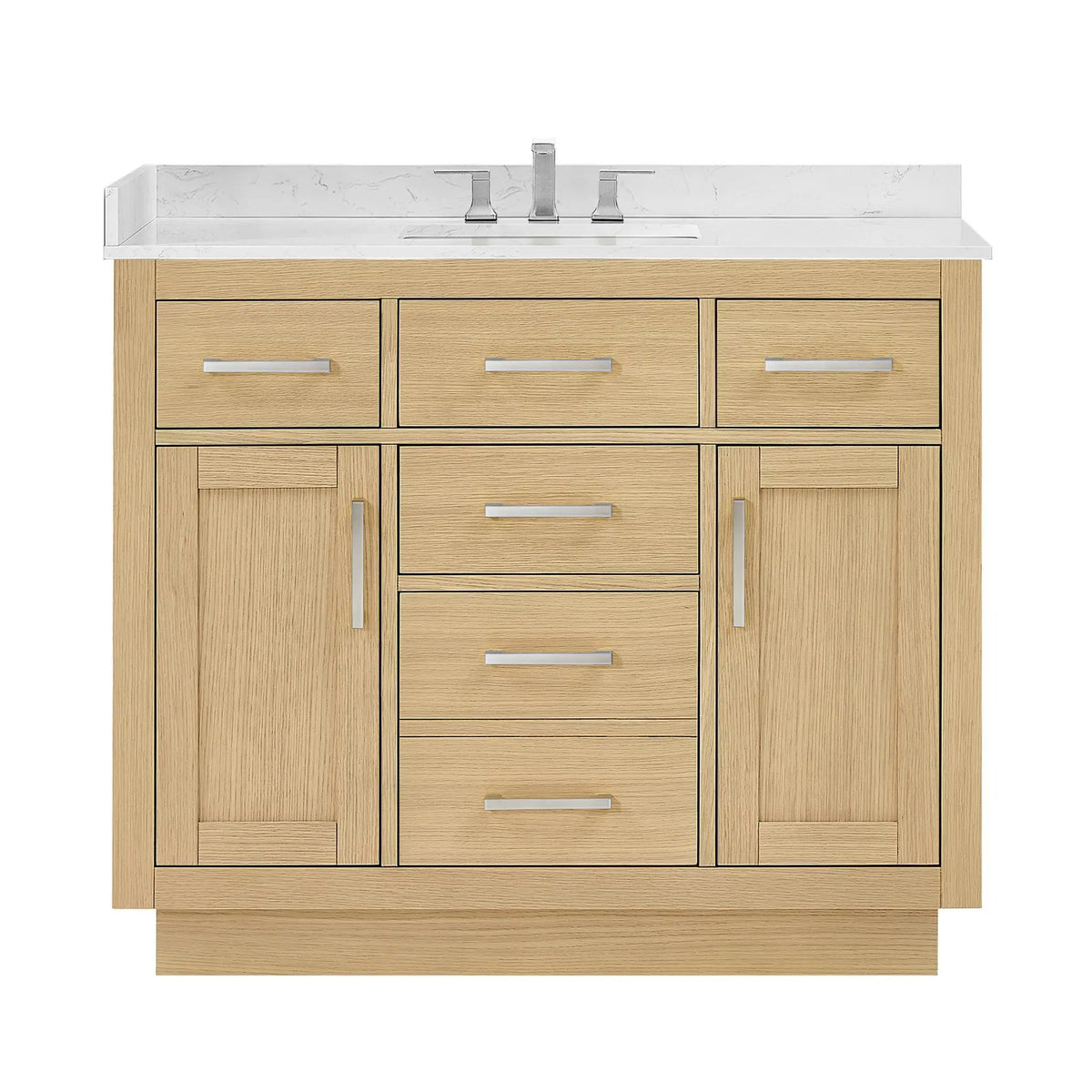 42" Beckett Single Bathroom Vanity with Toe Kick Rift Oak Brushed Nickel Trim by wyndham View 11