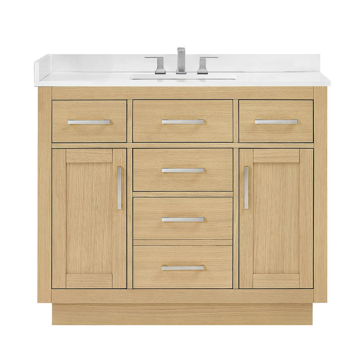 42" Beckett Single Bathroom Vanity with Toe Kick Rift Oak Brushed Nickel Trim by wyndham View 16