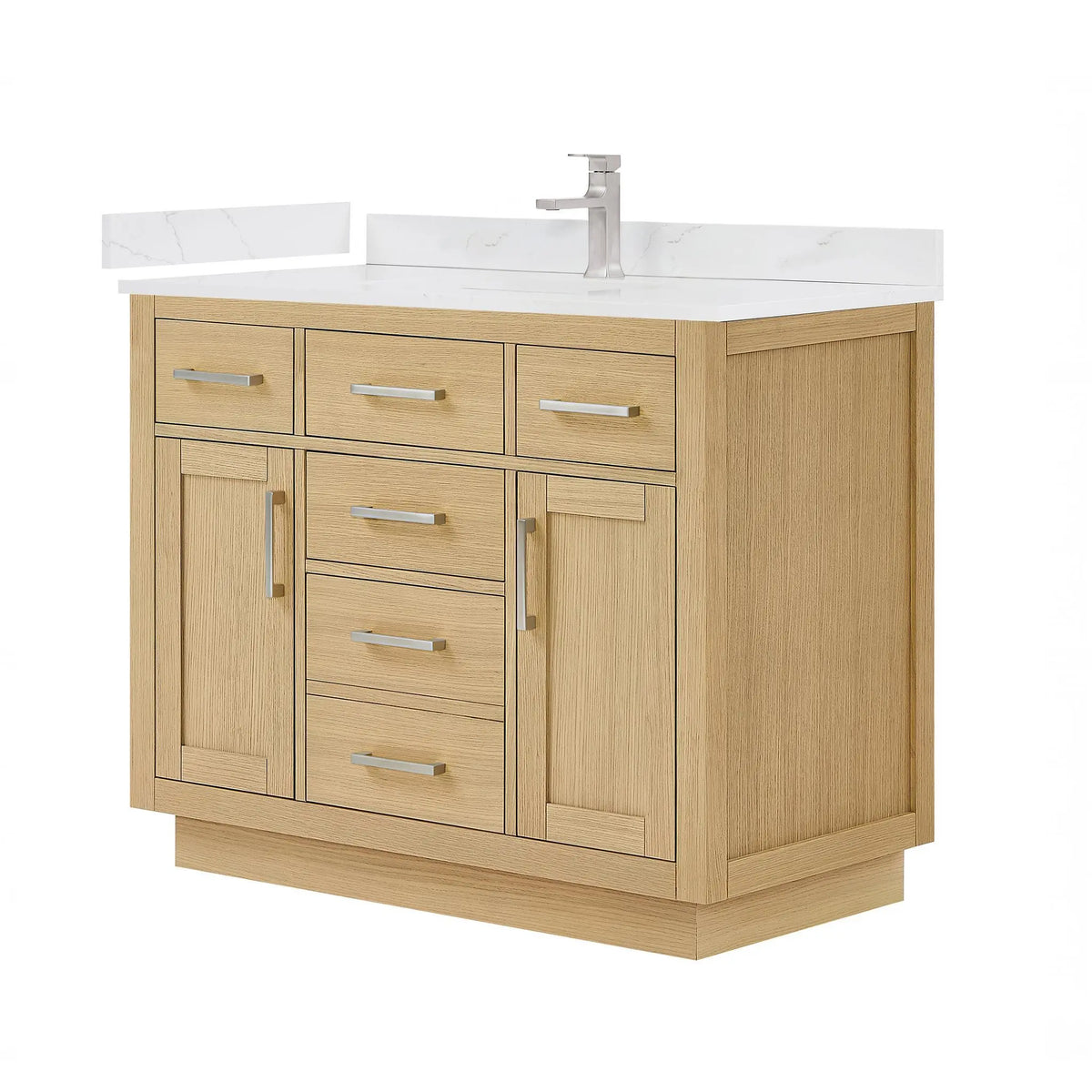 42" Beckett Single Bathroom Vanity with Toe Kick Rift Oak Brushed Nickel Trim by wyndham View 25