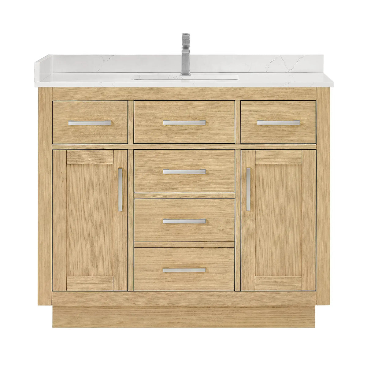 42" Beckett Single Bathroom Vanity with Toe Kick Rift Oak Brushed Nickel Trim by wyndham View 21