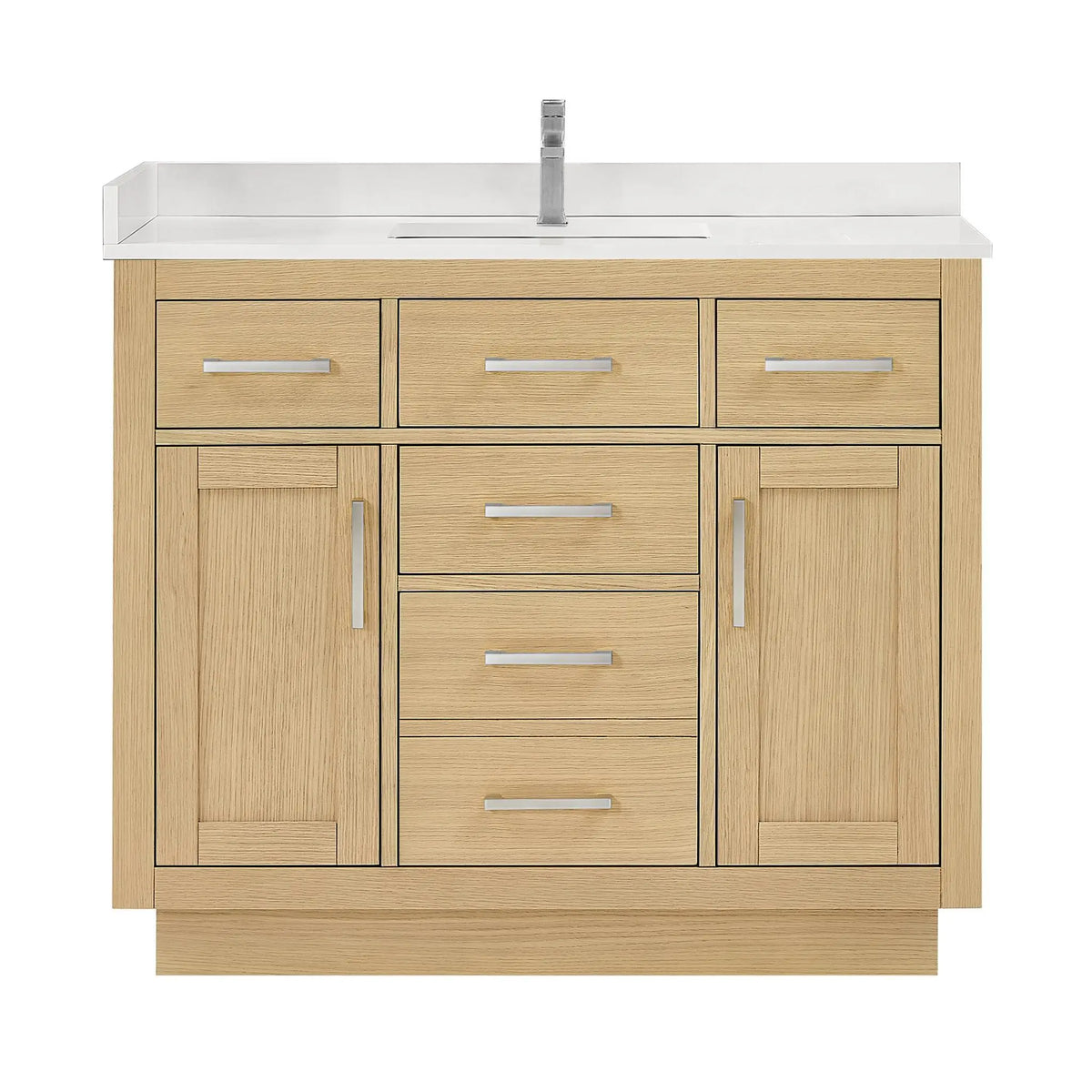42" Beckett Single Bathroom Vanity with Toe Kick Rift Oak Brushed Nickel Trim by wyndham View 26
