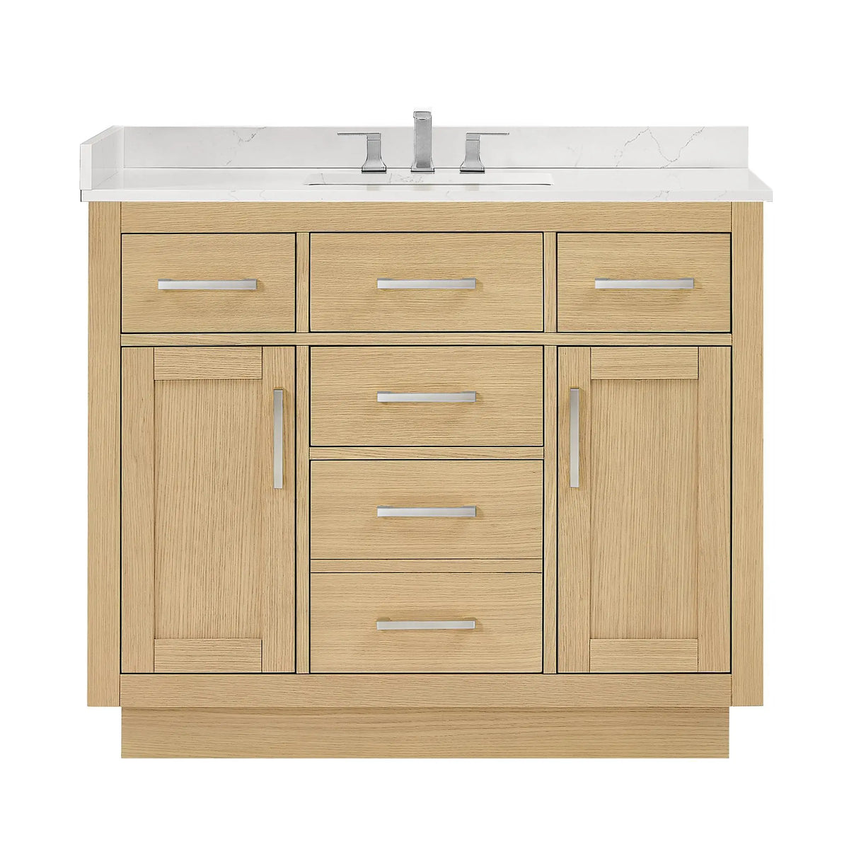 42" Beckett Single Bathroom Vanity with Toe Kick Rift Oak Brushed Nickel Trim by wyndham View 31