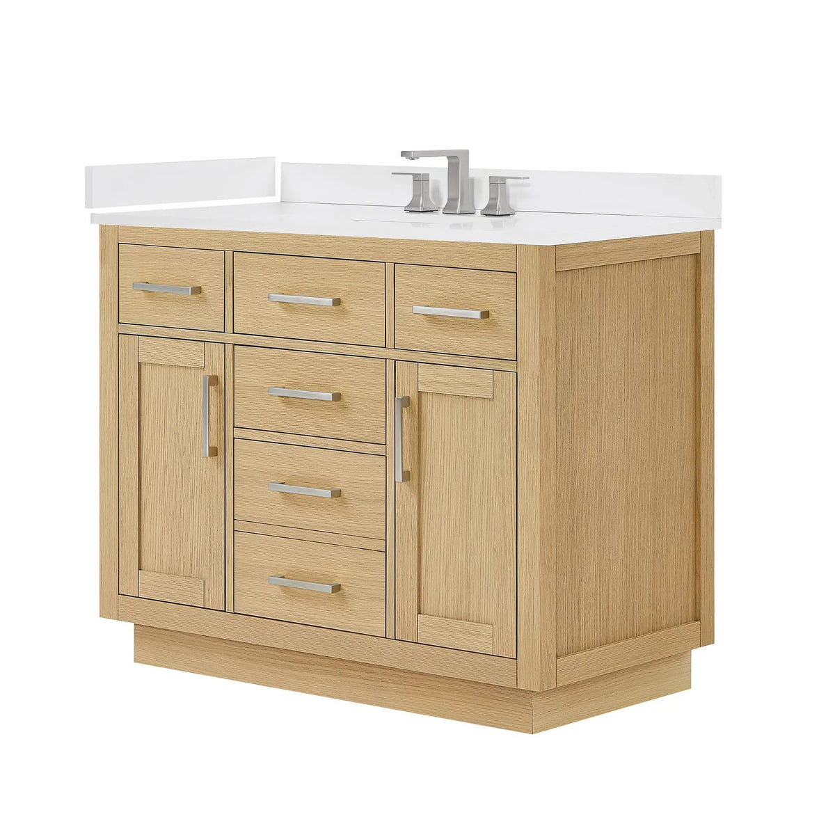 42" Beckett Single Bathroom Vanity with Toe Kick Rift Oak Brushed Nickel Trim by wyndham View 40