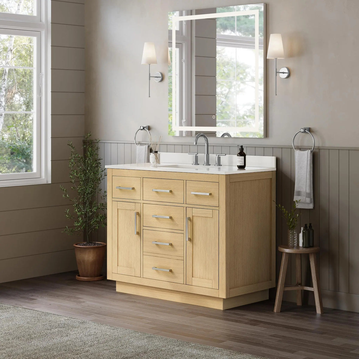 42" Beckett Single Bathroom Vanity with Toe Kick Rift Oak Brushed Nickel Trim by wyndham View 37