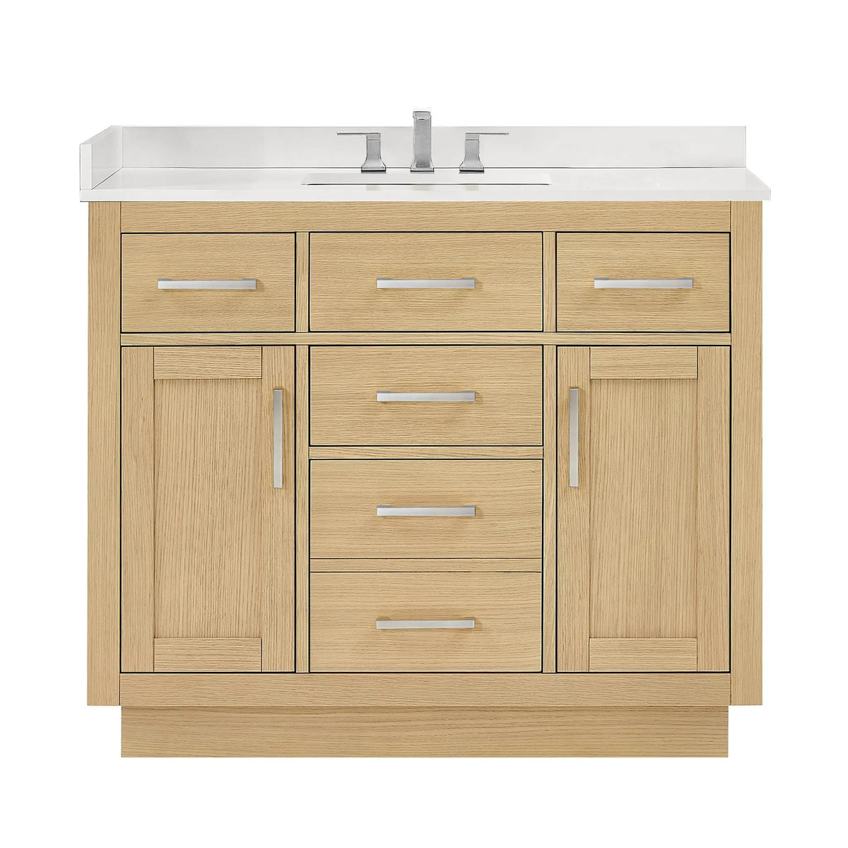 42" Beckett Single Bathroom Vanity with Toe Kick Rift Oak Brushed Nickel Trim by wyndham View 36