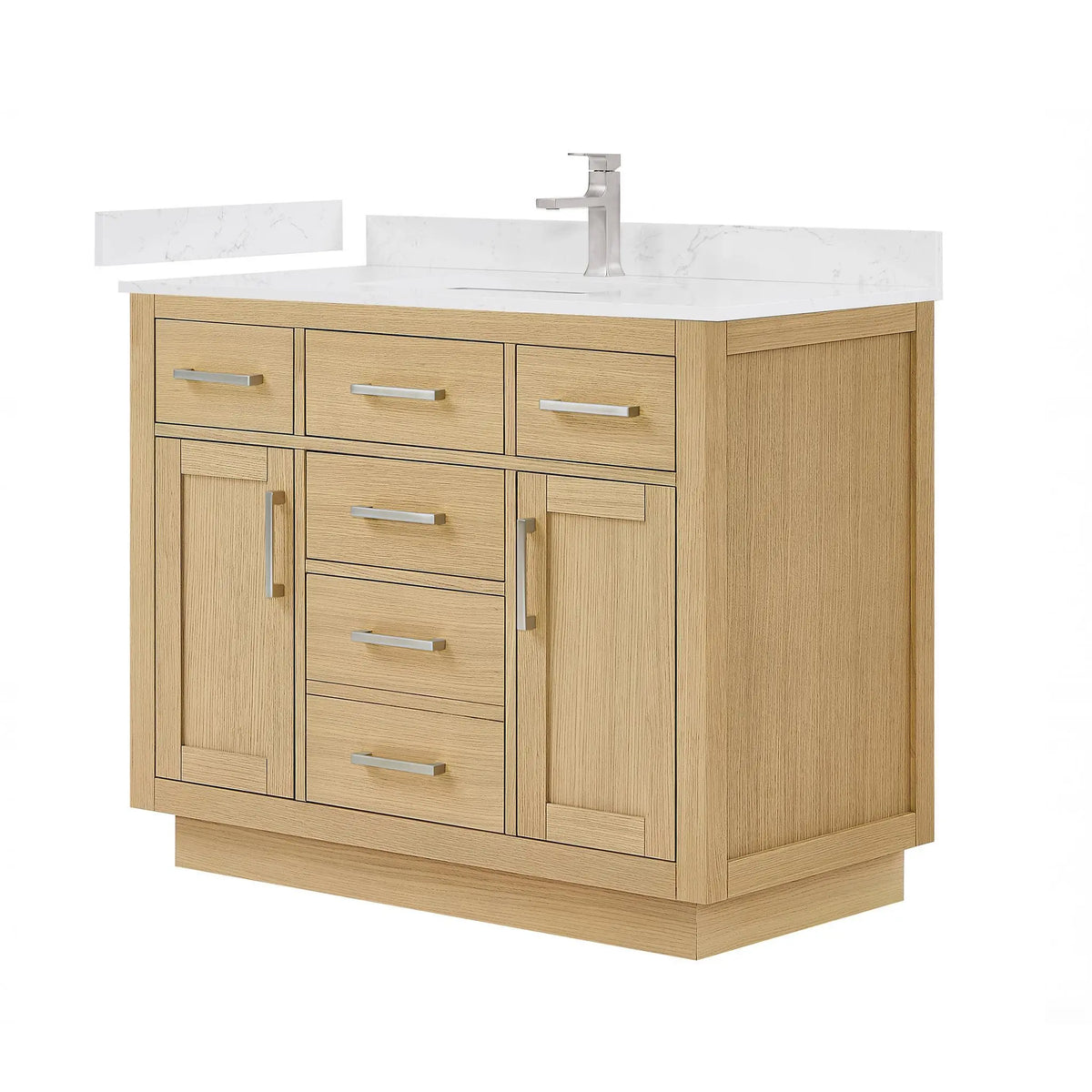 42" Beckett Single Bathroom Vanity with Toe Kick Rift Oak Brushed Nickel Trim by wyndham View 5