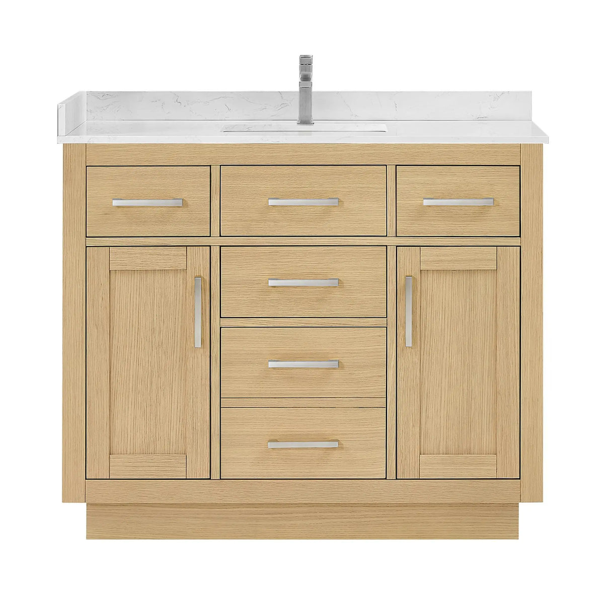 42" Beckett Single Bathroom Vanity with Toe Kick Rift Oak Brushed Nickel Trim by wyndham View 1