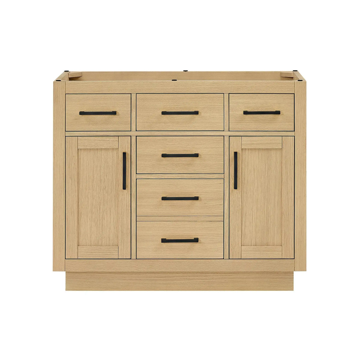 42" Beckett Single Bathroom Vanity with Toe Kick Rift Oak Matte Black Trim by wyndham View 41