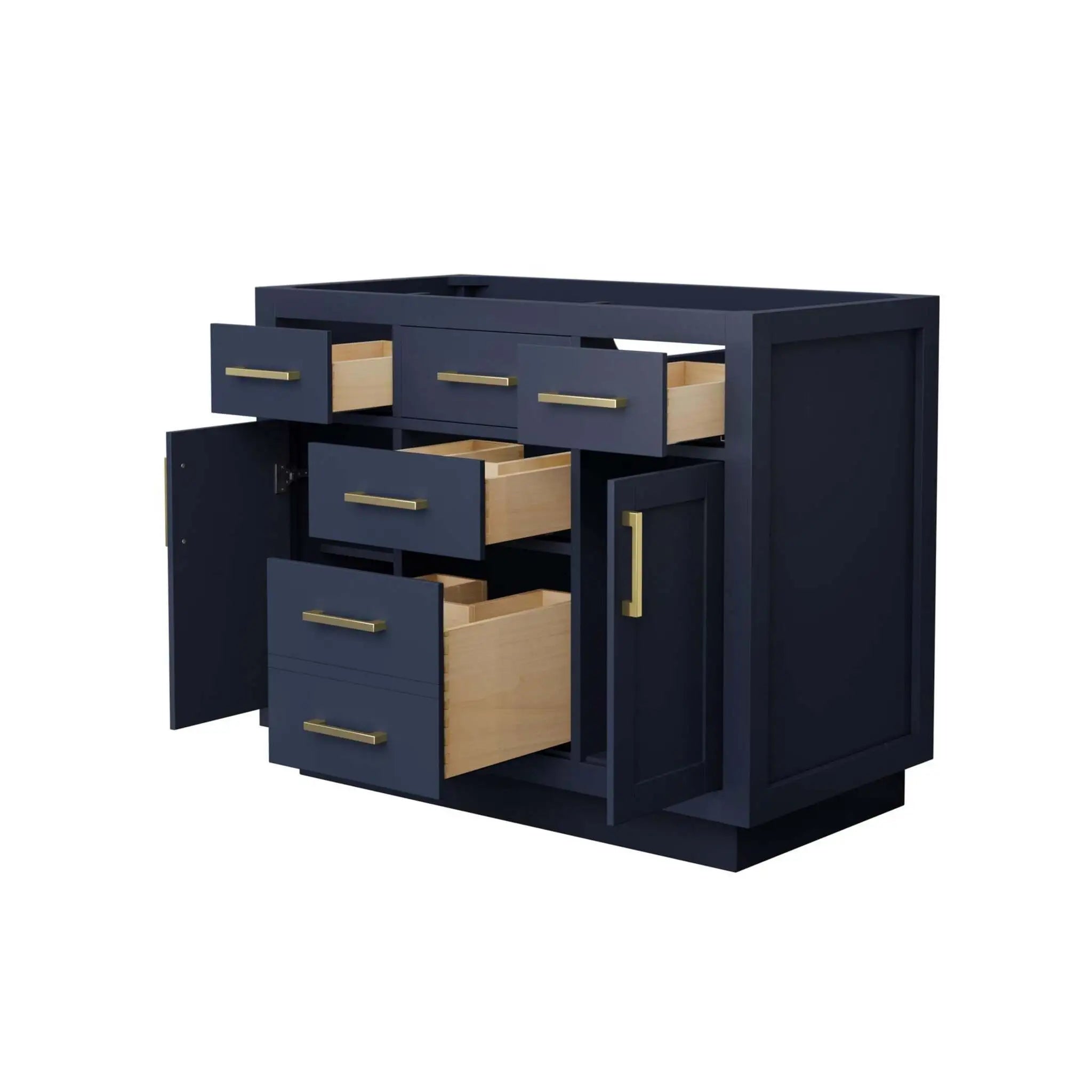 42" Beckett TK Beckett Single Bathroom Vanity with Toe Kick in Dark Blue with Brushed Gold Trim by Wyndham