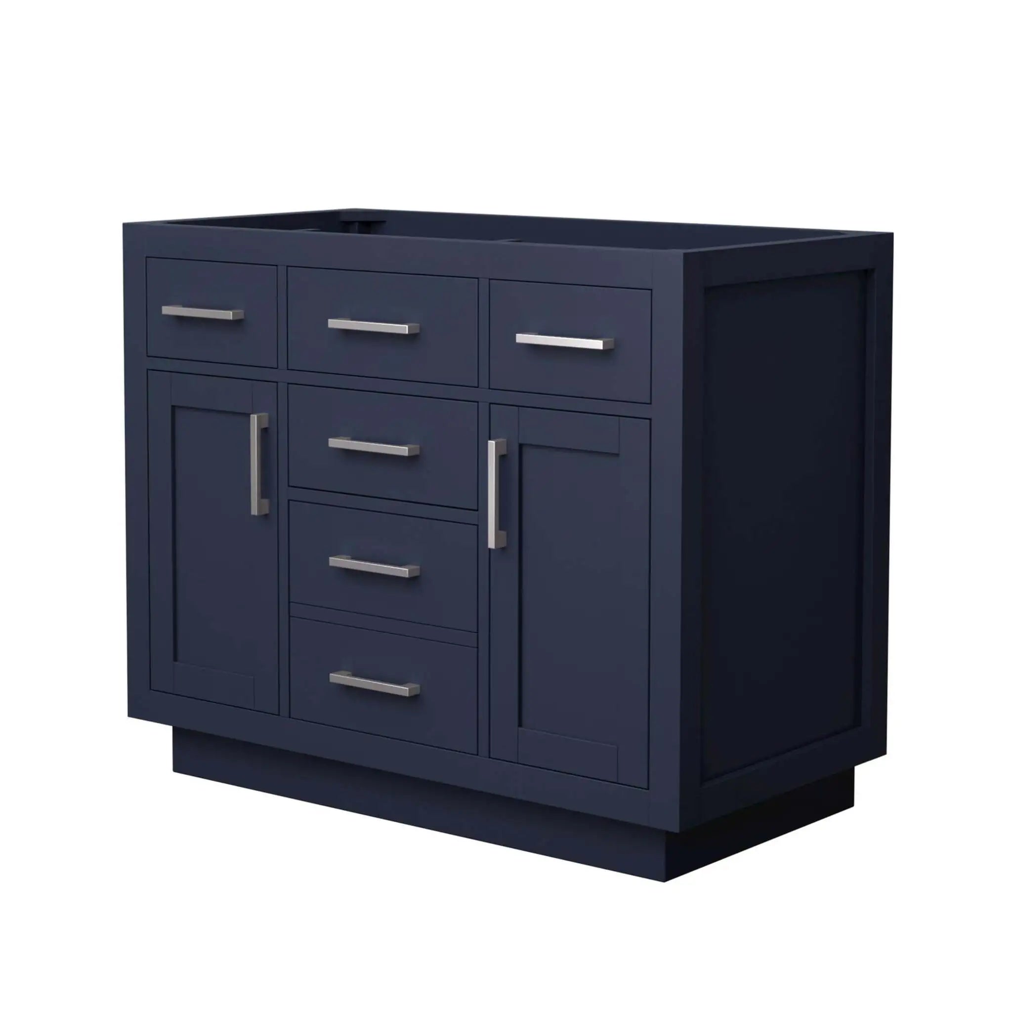 42" Beckett TK Beckett Single Bathroom Vanity with Toe Kick in Dark Blue with Brushed Nickel Trim by Wyndham
