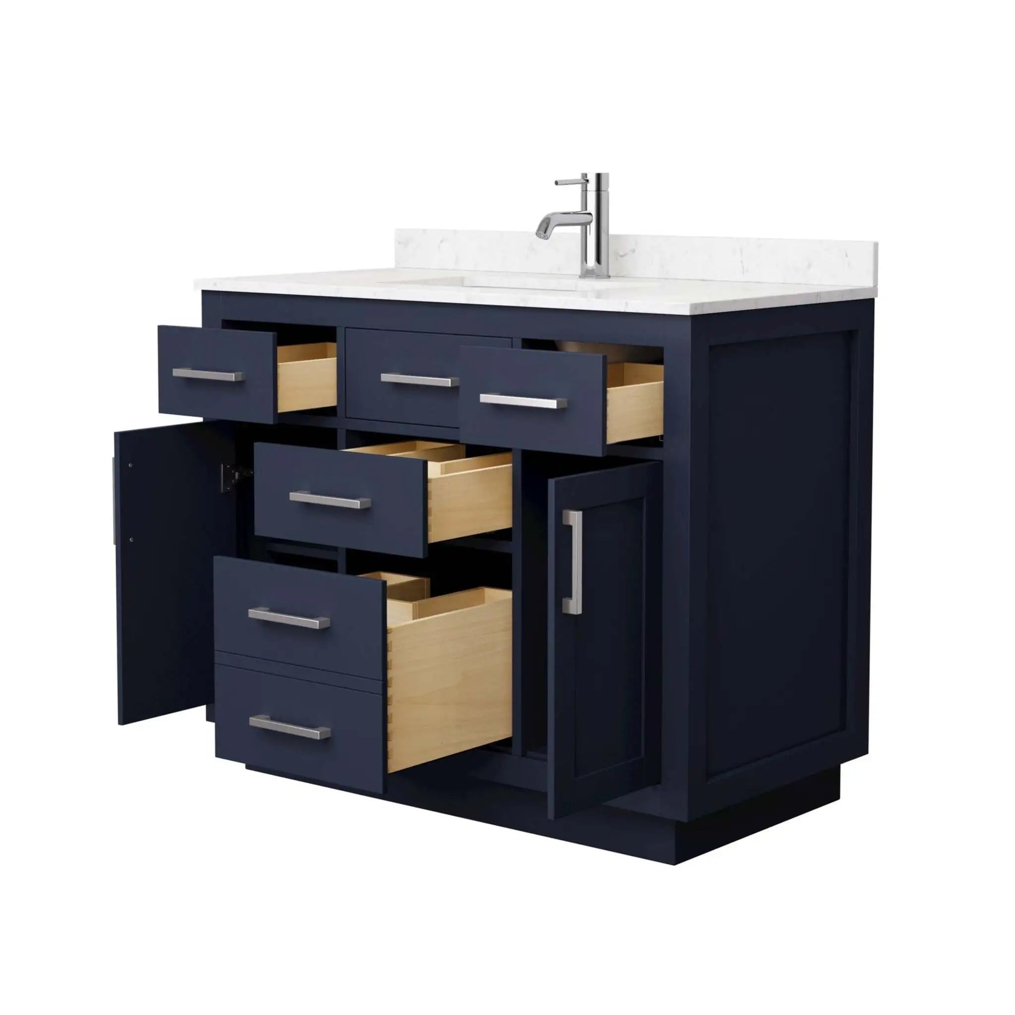 42" Beckett TK Beckett Single Bathroom Vanity with Toe Kick in Dark Blue with Brushed Nickel Trim by Wyndham