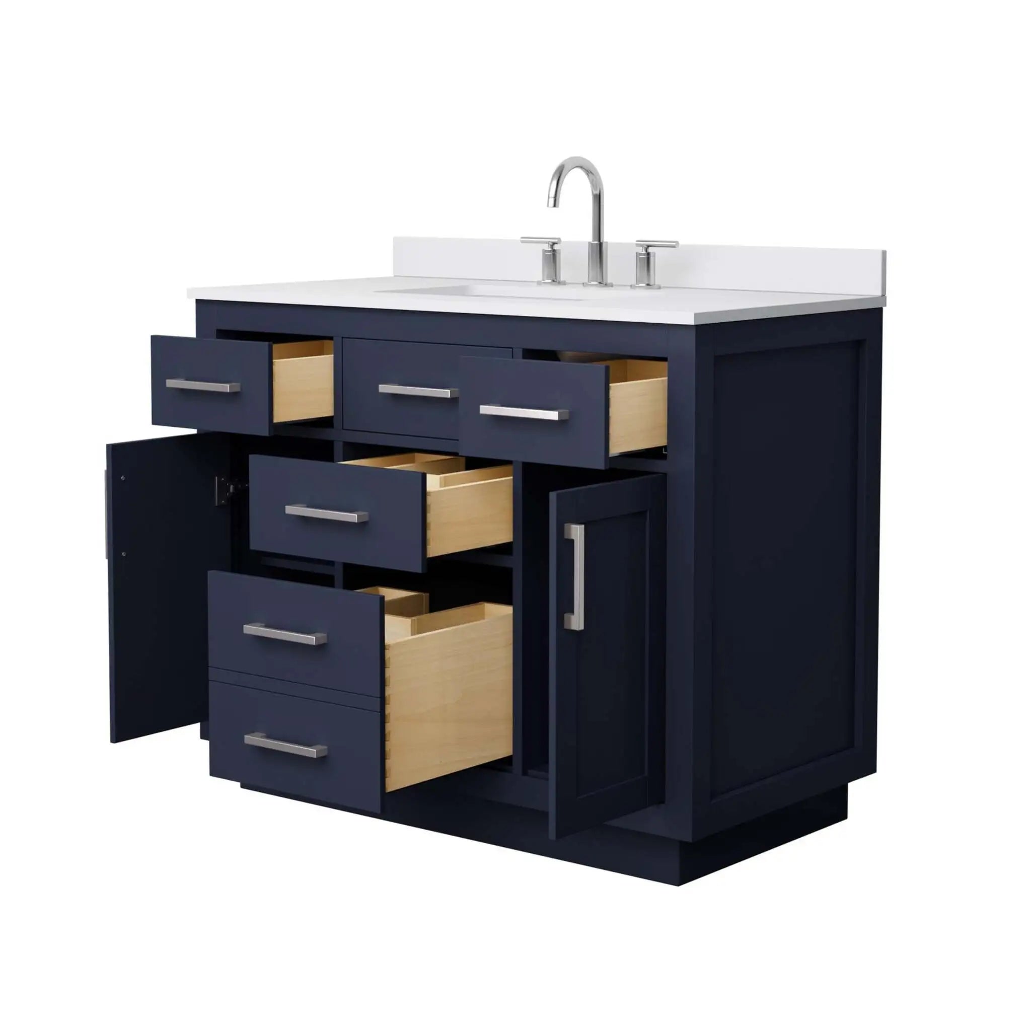 42" Beckett TK Beckett Single Bathroom Vanity with Toe Kick in Dark Blue with Brushed Nickel Trim by Wyndham