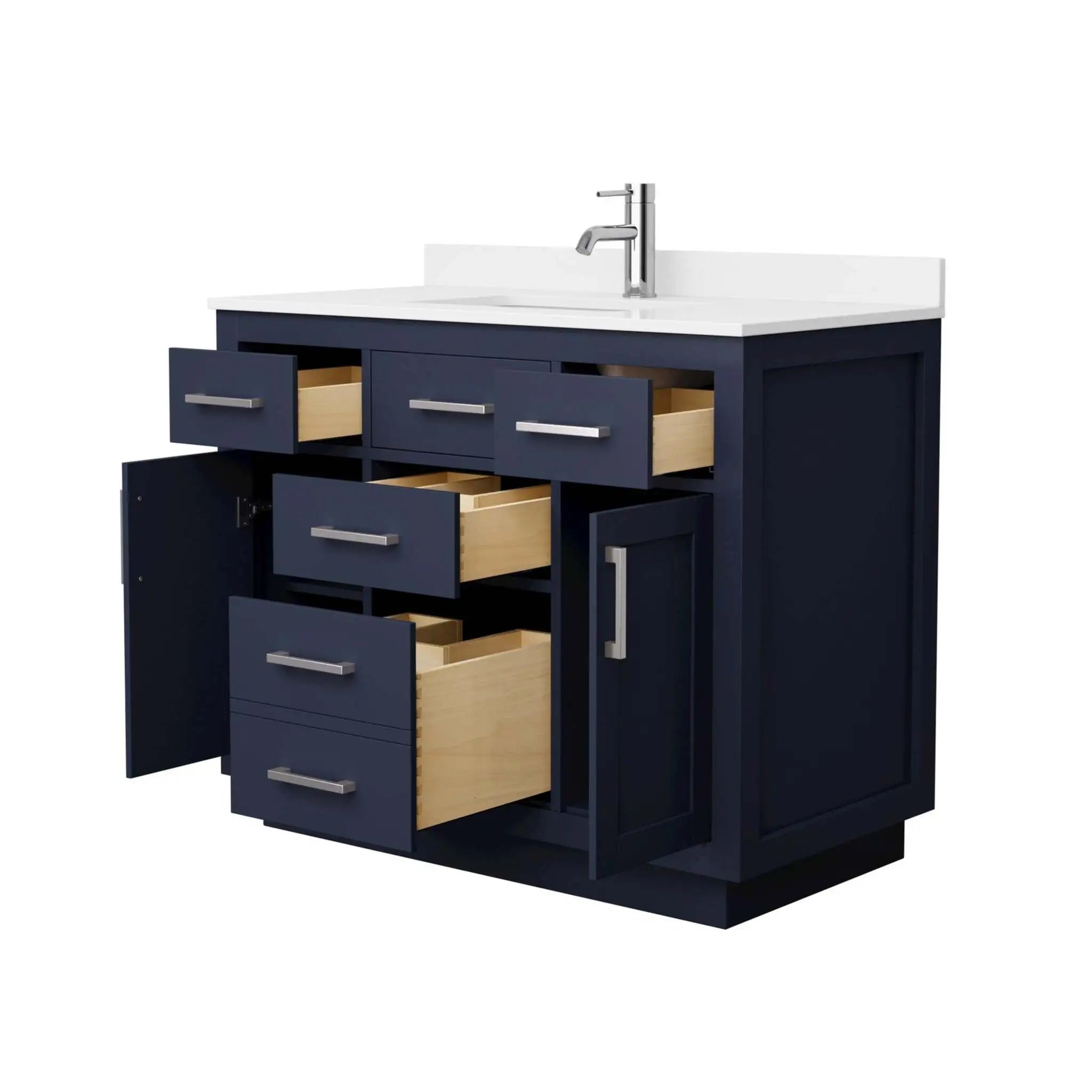 42" Beckett TK Beckett Single Bathroom Vanity with Toe Kick in Dark Blue with Brushed Nickel Trim by Wyndham