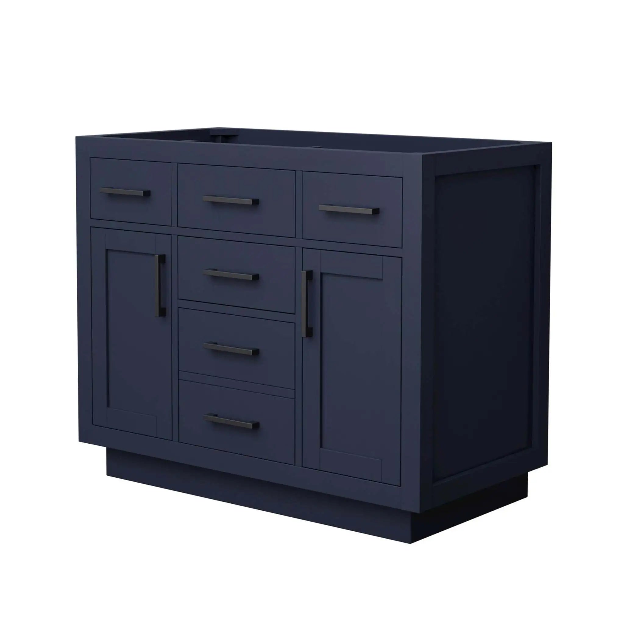 42" Beckett TK Beckett Single Bathroom Vanity with Toe Kick in Dark Blue with Matte Black Trim by Wyndham