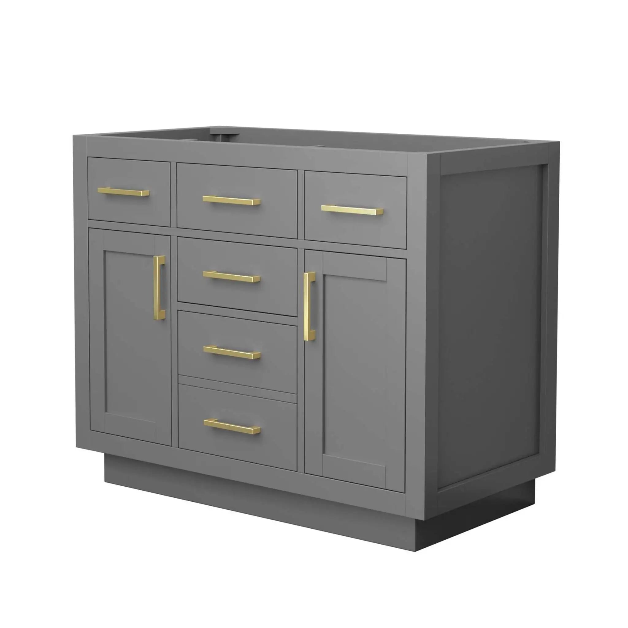 42" Beckett TK Beckett Single Bathroom Vanity with Toe Kick in Dark Gray with Brushed Gold Trim by Wyndham