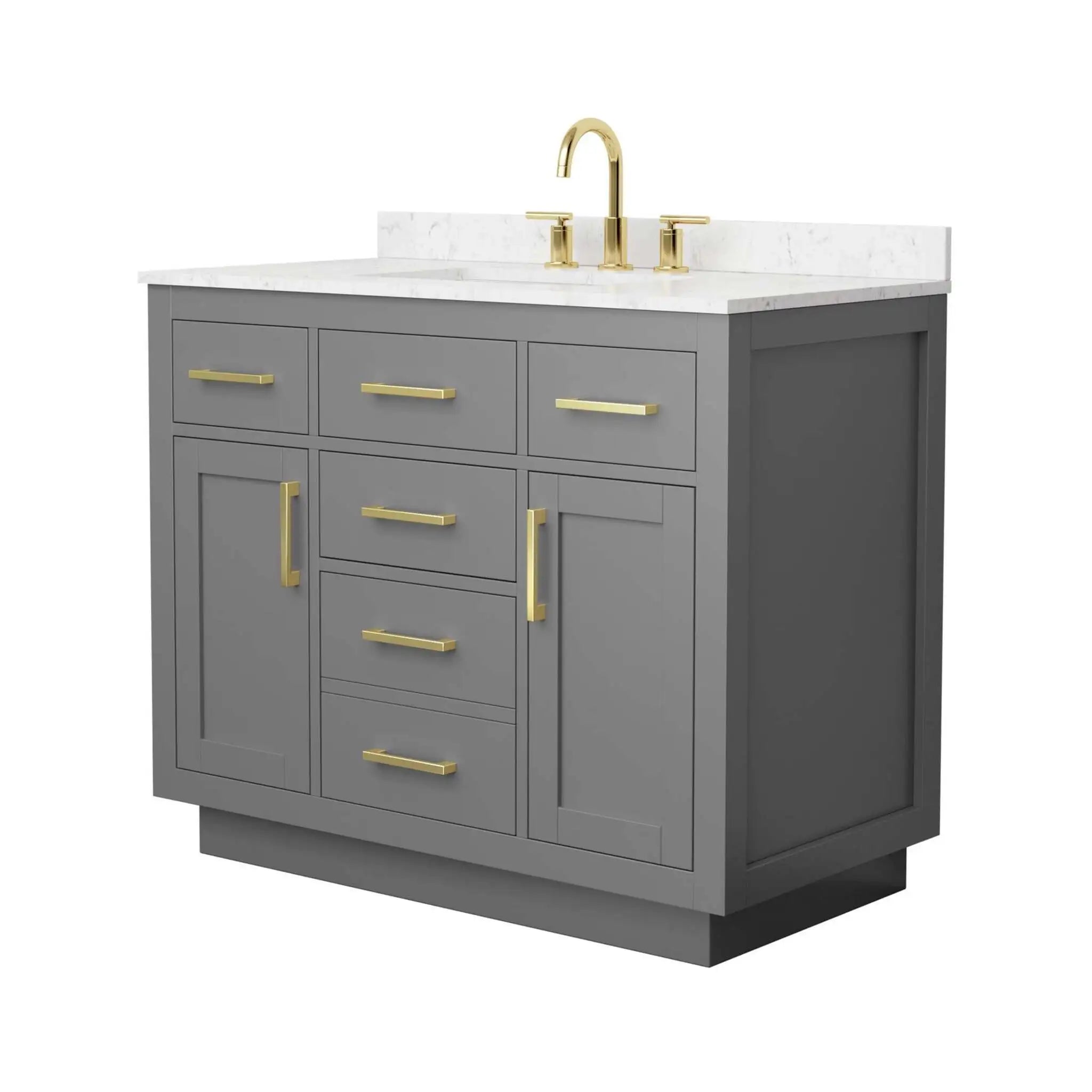 42" Beckett TK Beckett Single Bathroom Vanity with Toe Kick in Dark Gray with Brushed Gold Trim by Wyndham