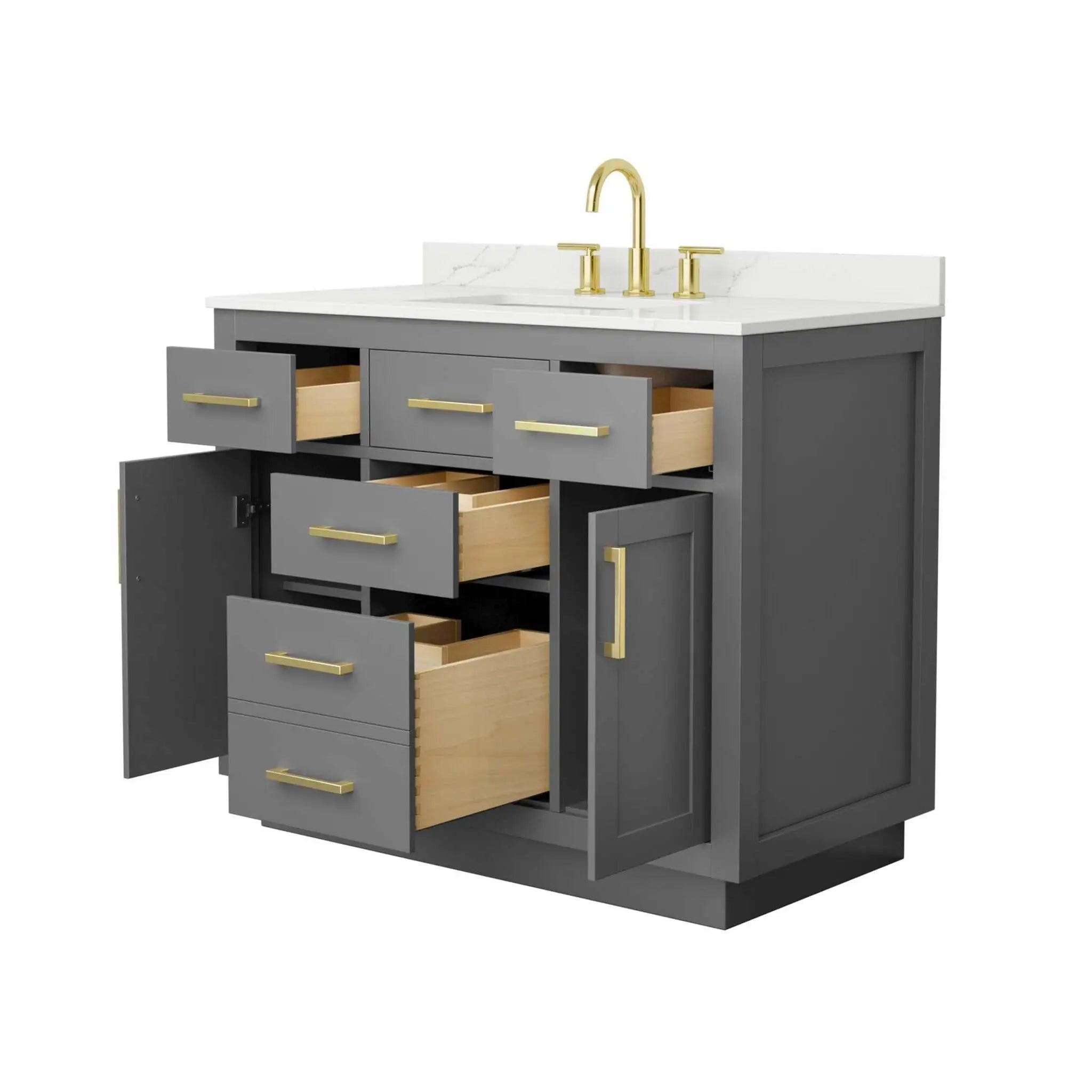 42" Beckett TK Beckett Single Bathroom Vanity with Toe Kick in Dark Gray with Brushed Gold Trim by Wyndham