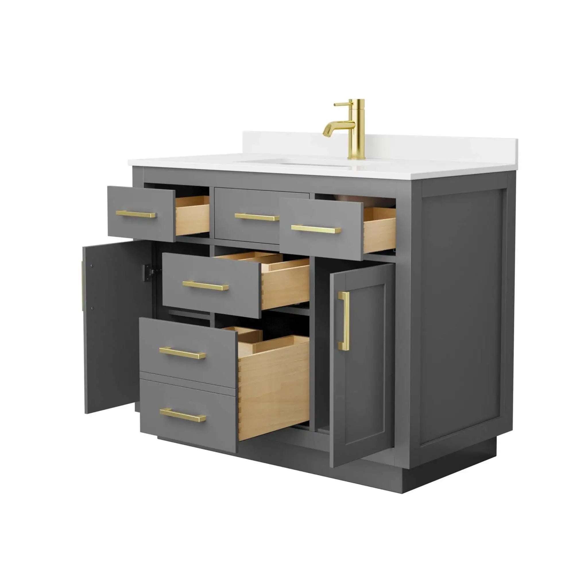 42" Beckett TK Beckett Single Bathroom Vanity with Toe Kick in Dark Gray with Brushed Gold Trim by Wyndham