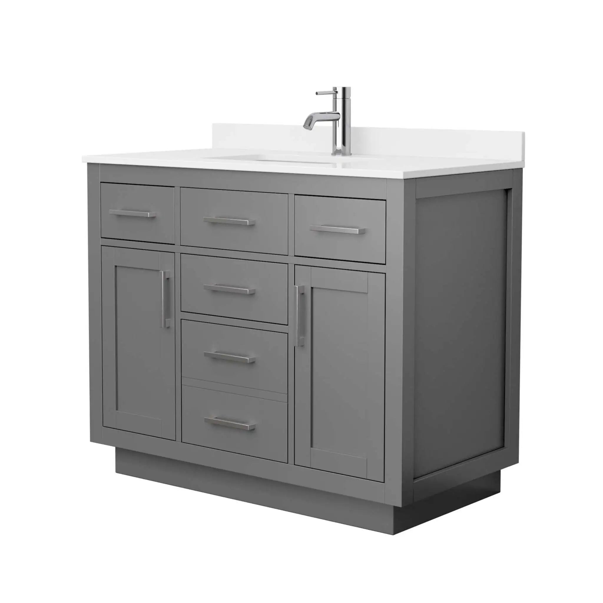 42" Beckett TK Beckett Single Bathroom Vanity with Toe Kick in Dark Gray with Brushed Nickel Trim by Wyndham