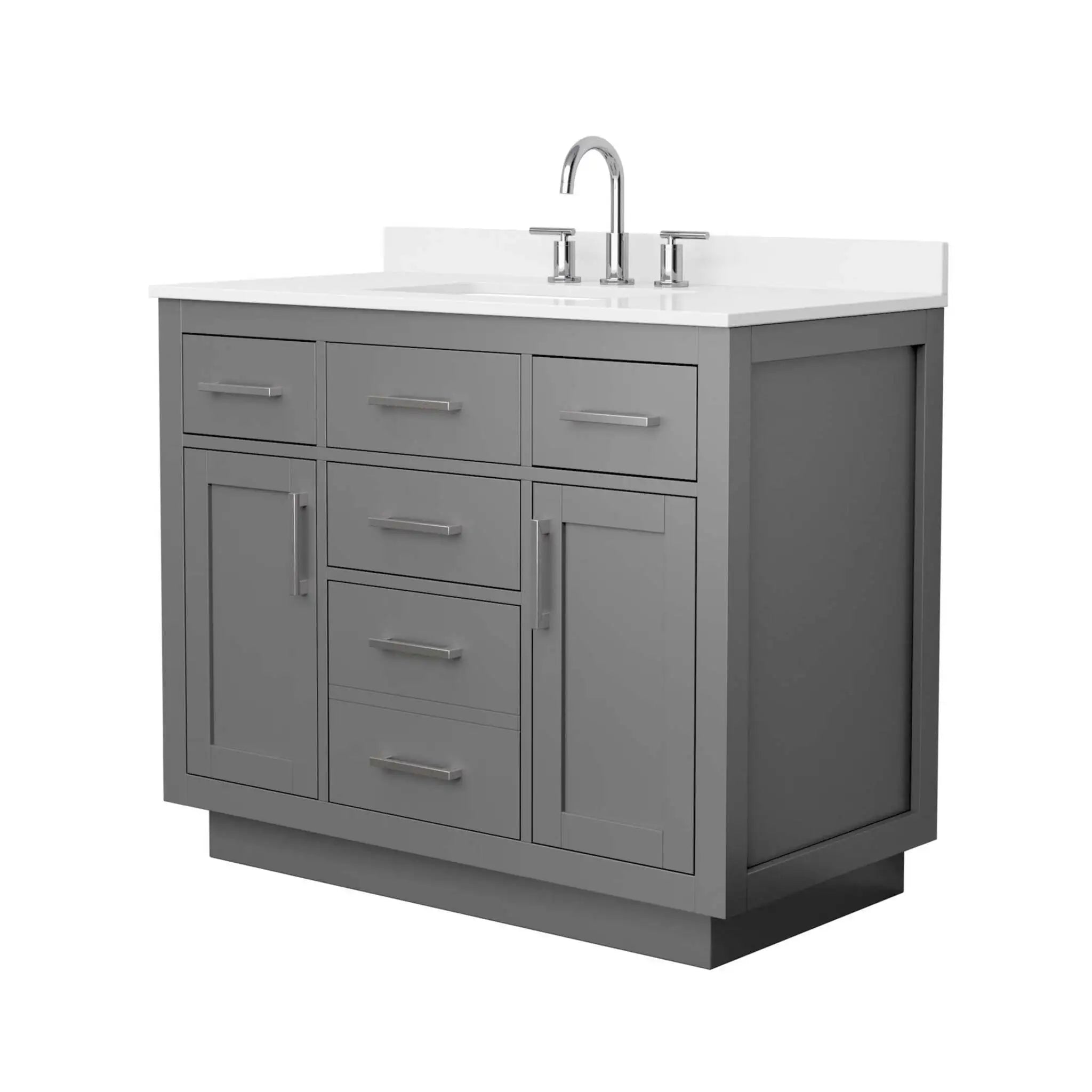 42" Beckett TK Beckett Single Bathroom Vanity with Toe Kick in Dark Gray with Brushed Nickel Trim by Wyndham