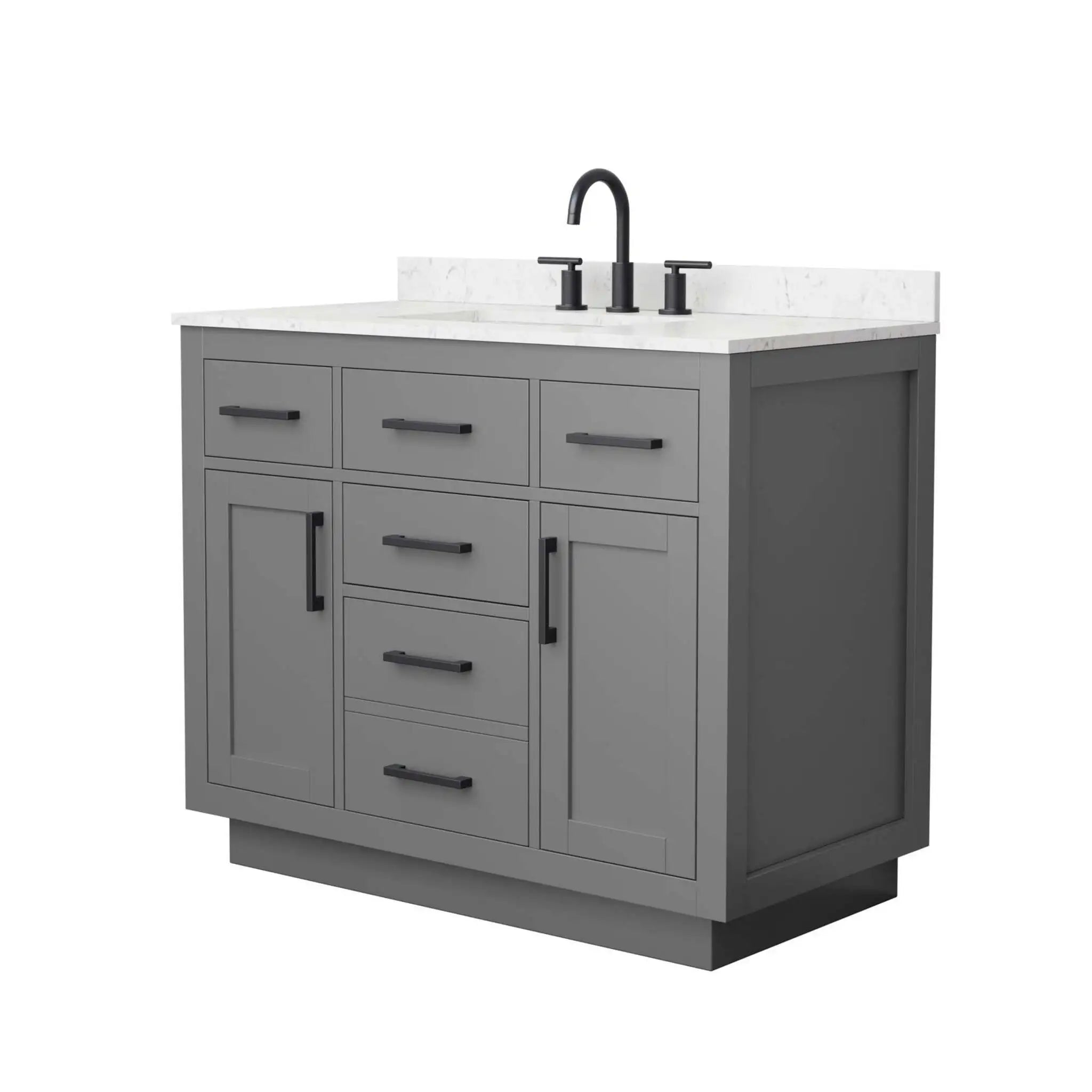 42" Beckett TK Beckett Single Bathroom Vanity with Toe Kick in Dark Gray with Matte Black Trim by Wyndham