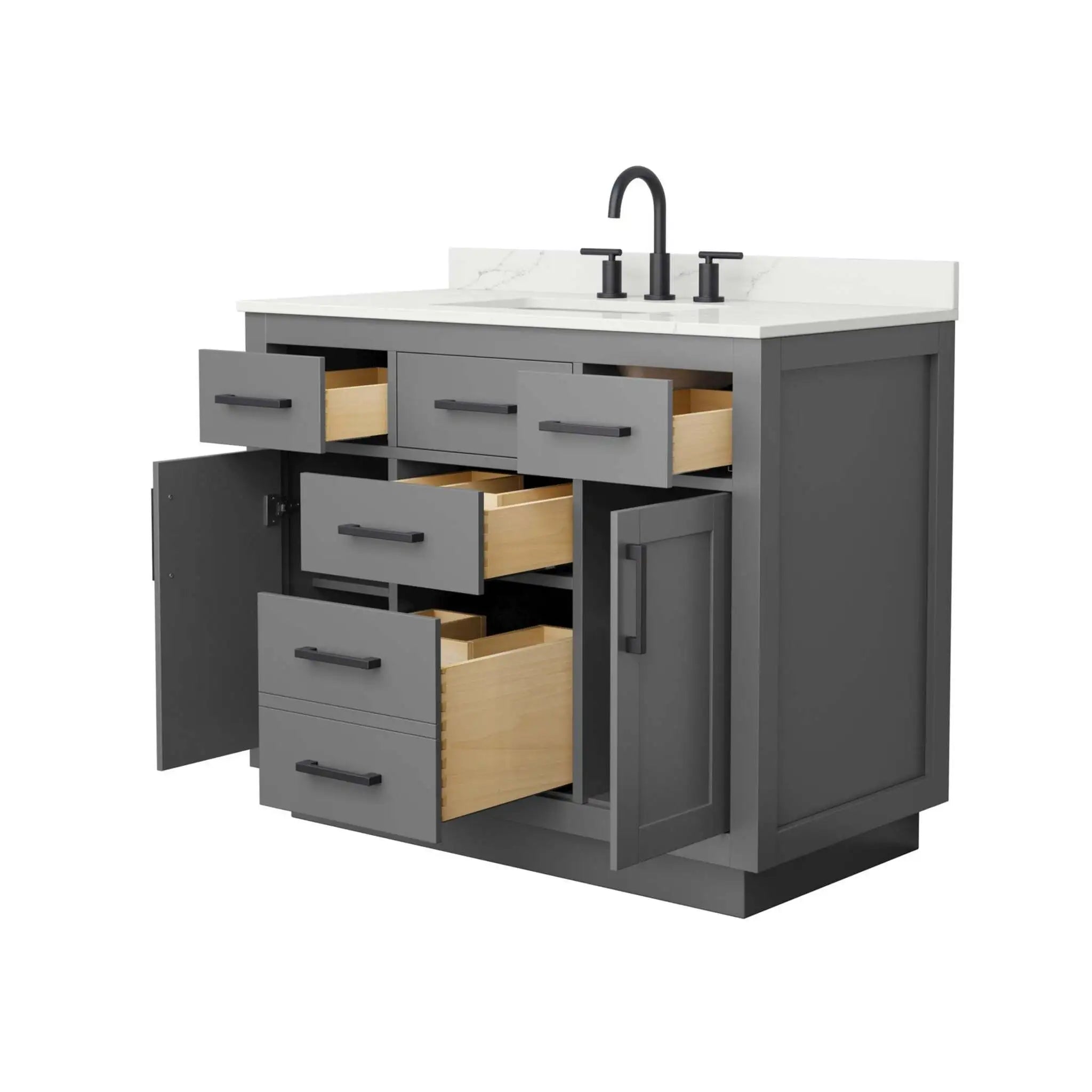 42" Beckett TK Beckett Single Bathroom Vanity with Toe Kick in Dark Gray with Matte Black Trim by Wyndham