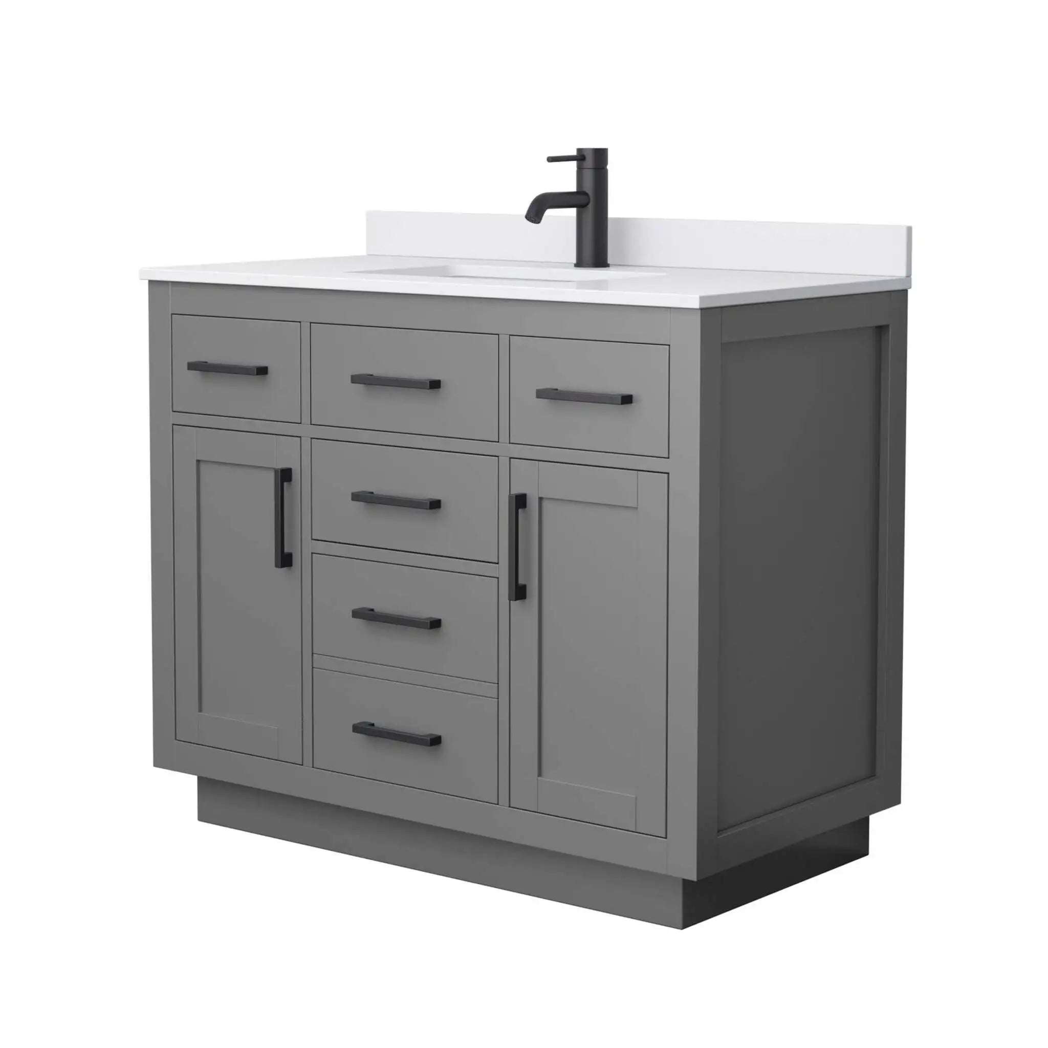 42" Beckett TK Beckett Single Bathroom Vanity with Toe Kick in Dark Gray with Matte Black Trim by Wyndham