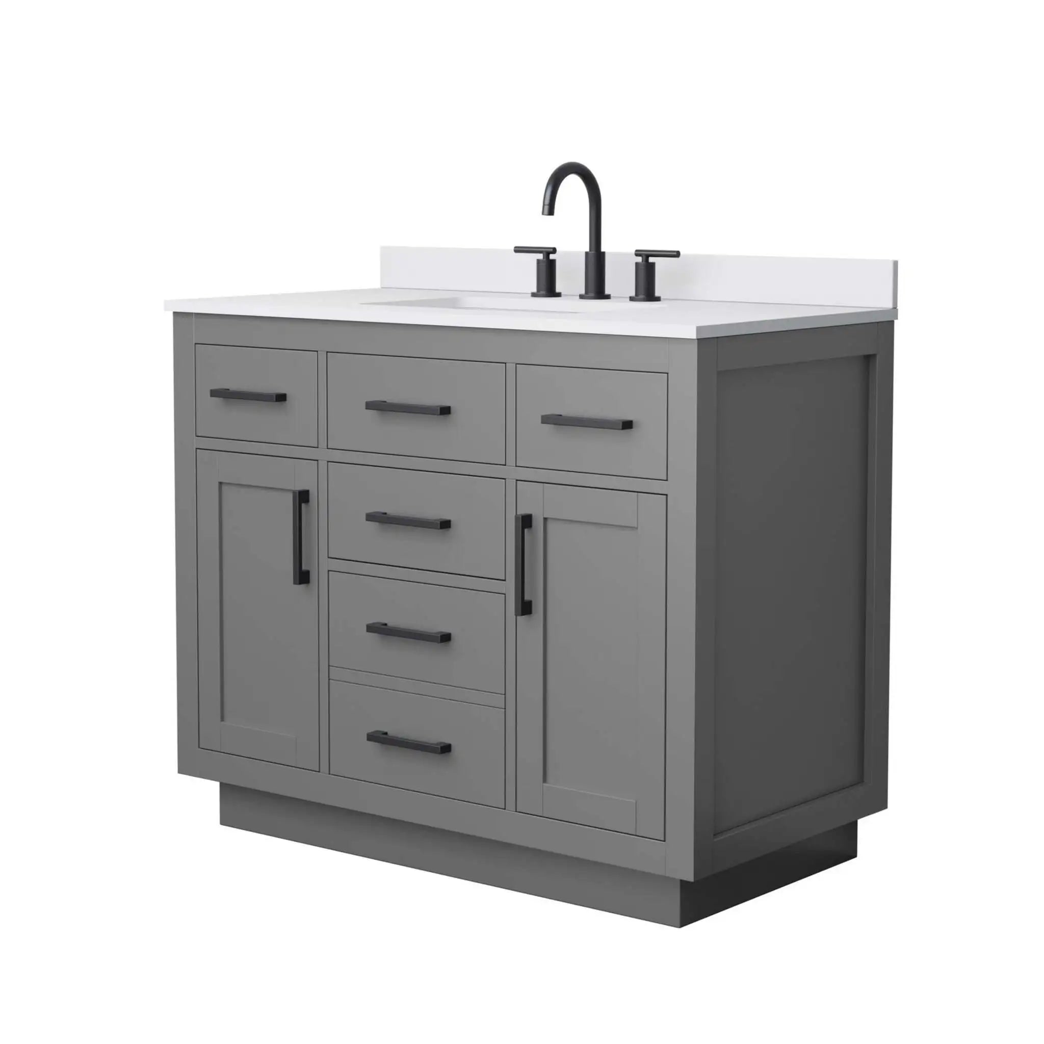 42" Beckett TK Beckett Single Bathroom Vanity with Toe Kick in Dark Gray with Matte Black Trim by Wyndham