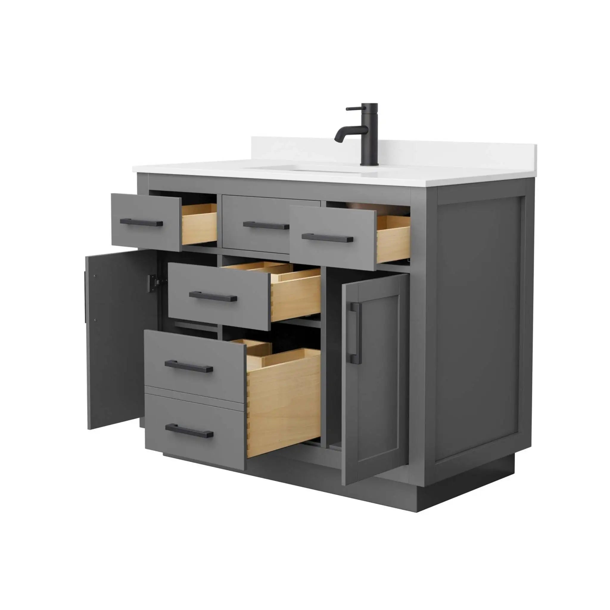 42" Beckett TK Beckett Single Bathroom Vanity with Toe Kick in Dark Gray with Matte Black Trim by Wyndham