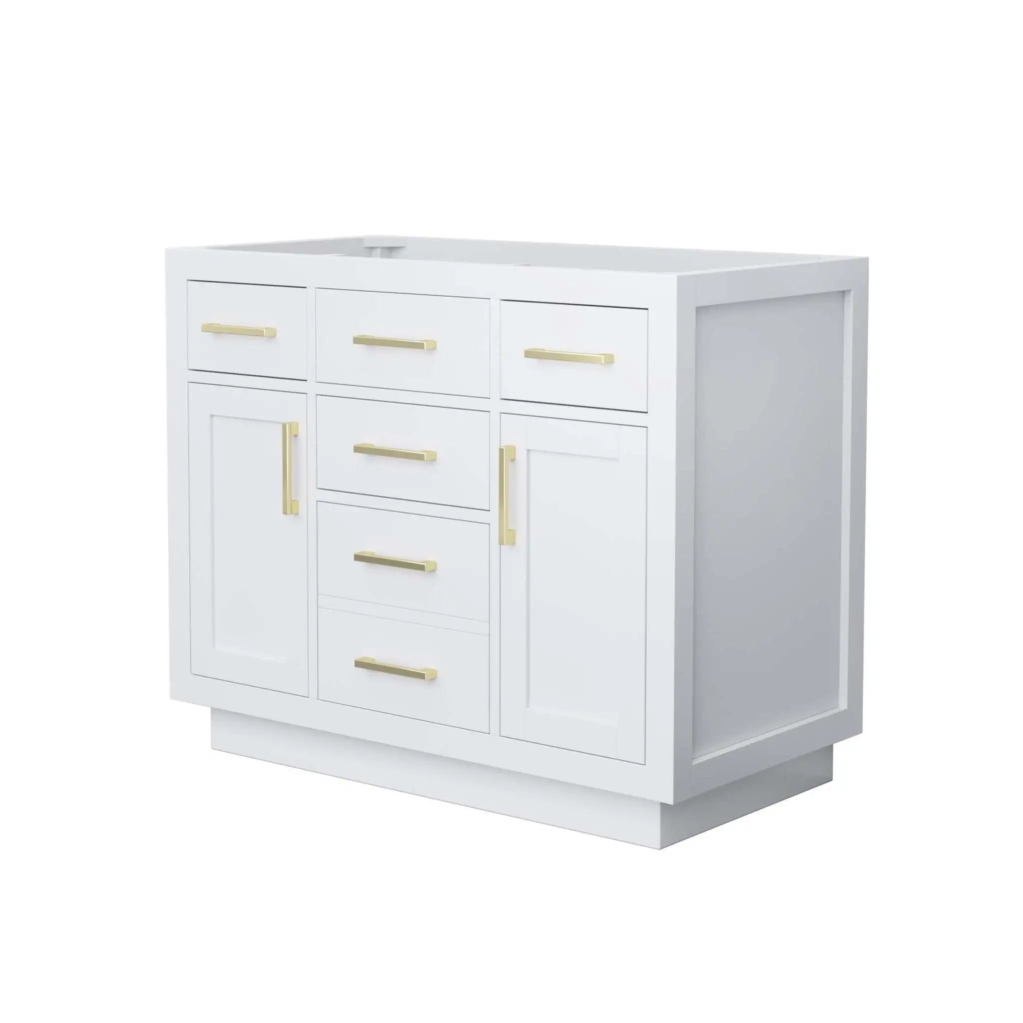42" Beckett TK Beckett Single Bathroom Vanity with Toe Kick in White with Brushed Gold Trim by Wyndham