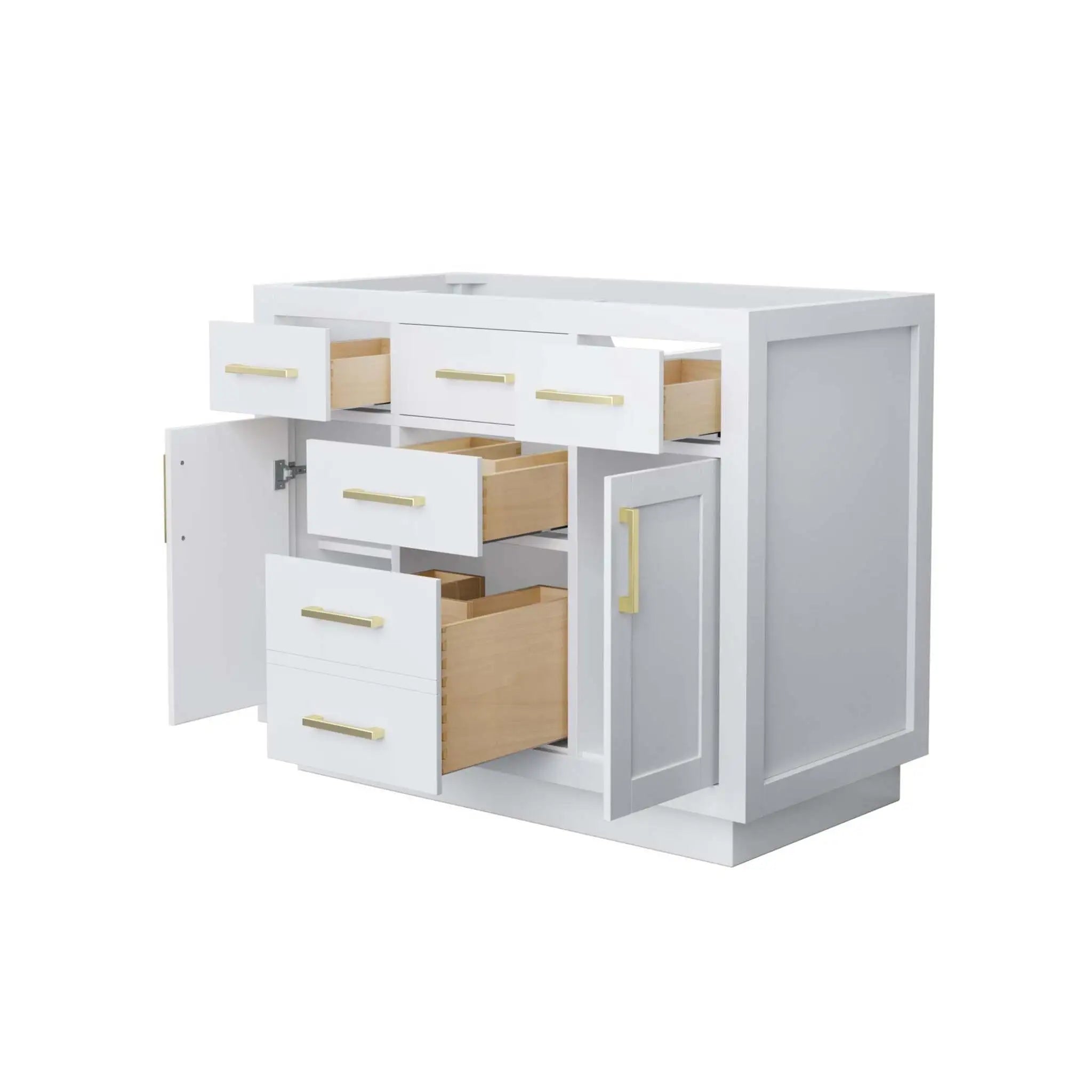 42" Beckett TK Beckett Single Bathroom Vanity with Toe Kick in White with Brushed Gold Trim by Wyndham