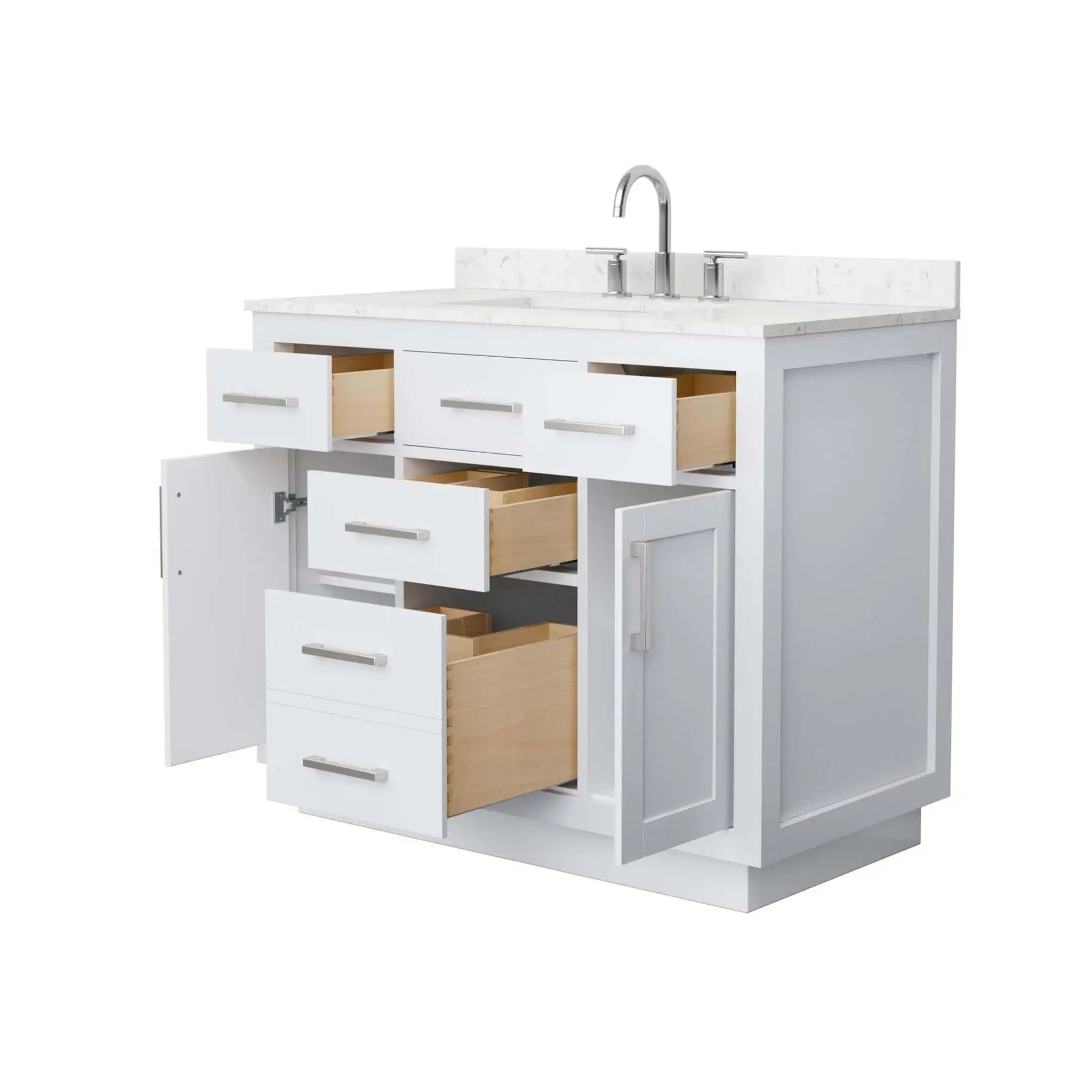 42" Beckett TK Beckett Single Bathroom Vanity with Toe Kick in White with Brushed Nickel Trim by Wyndham