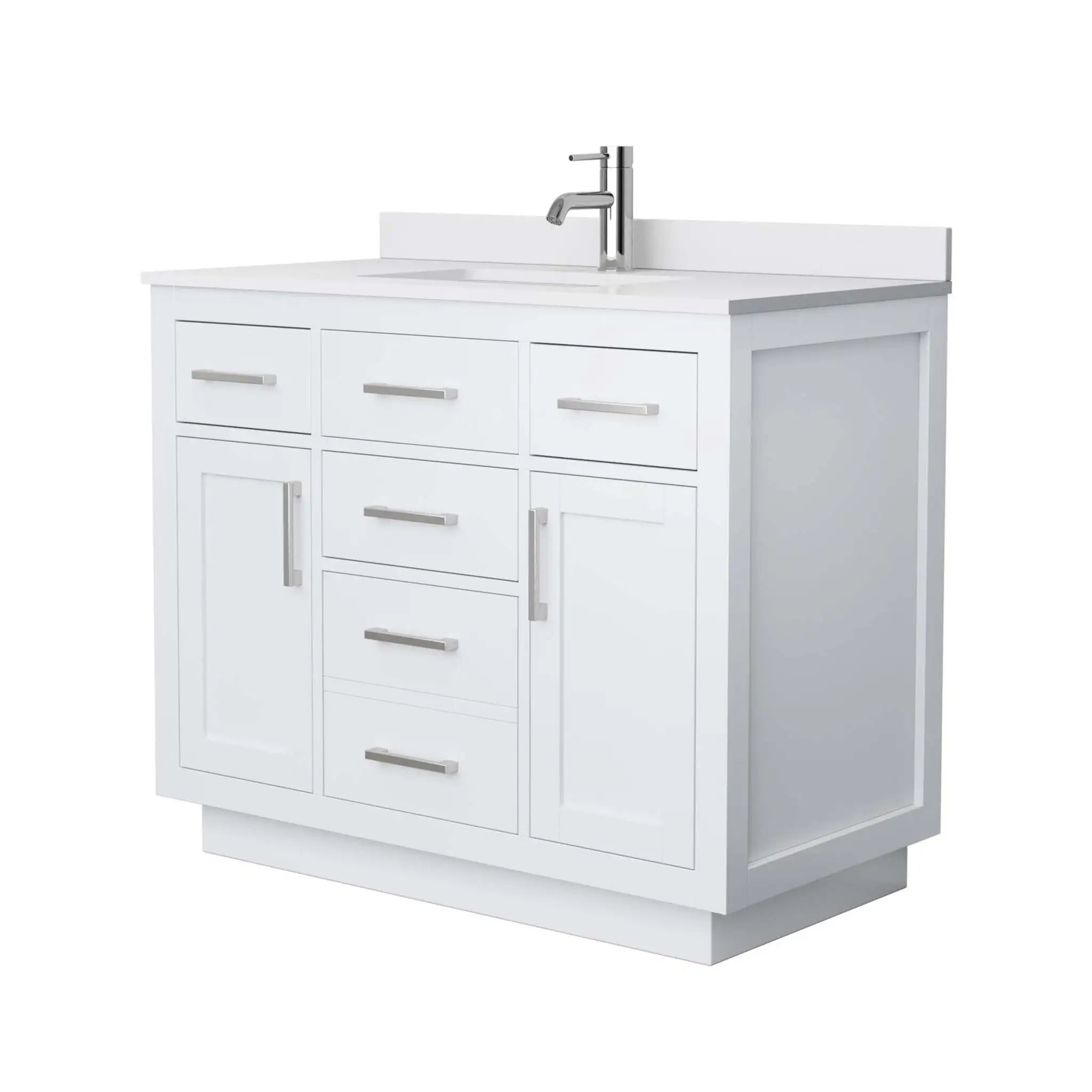 42" Beckett TK Beckett Single Bathroom Vanity with Toe Kick in White with Brushed Nickel Trim by Wyndham