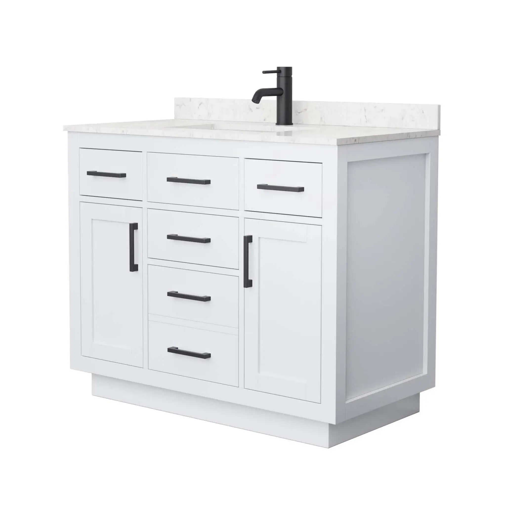 42" Beckett TK Beckett Single Bathroom Vanity with Toe Kick in White with Matte Black Trim by Wyndham