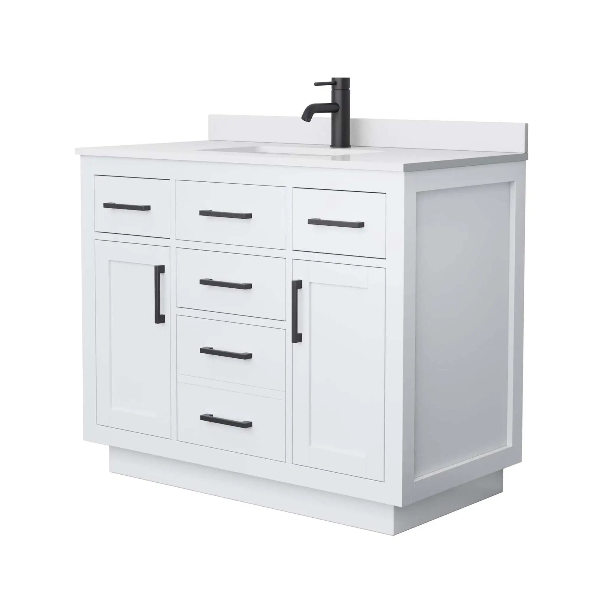 42" Beckett TK Beckett Single Bathroom Vanity with Toe Kick in White with Matte Black Trim by Wyndham