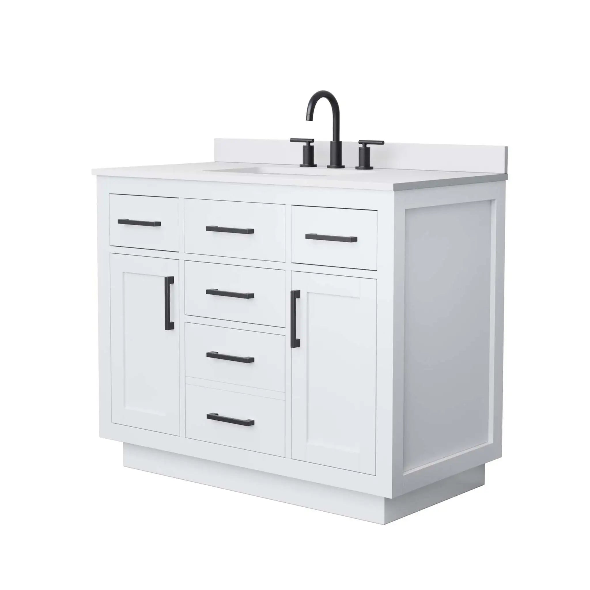 42" Beckett TK Beckett Single Bathroom Vanity with Toe Kick in White with Matte Black Trim by Wyndham