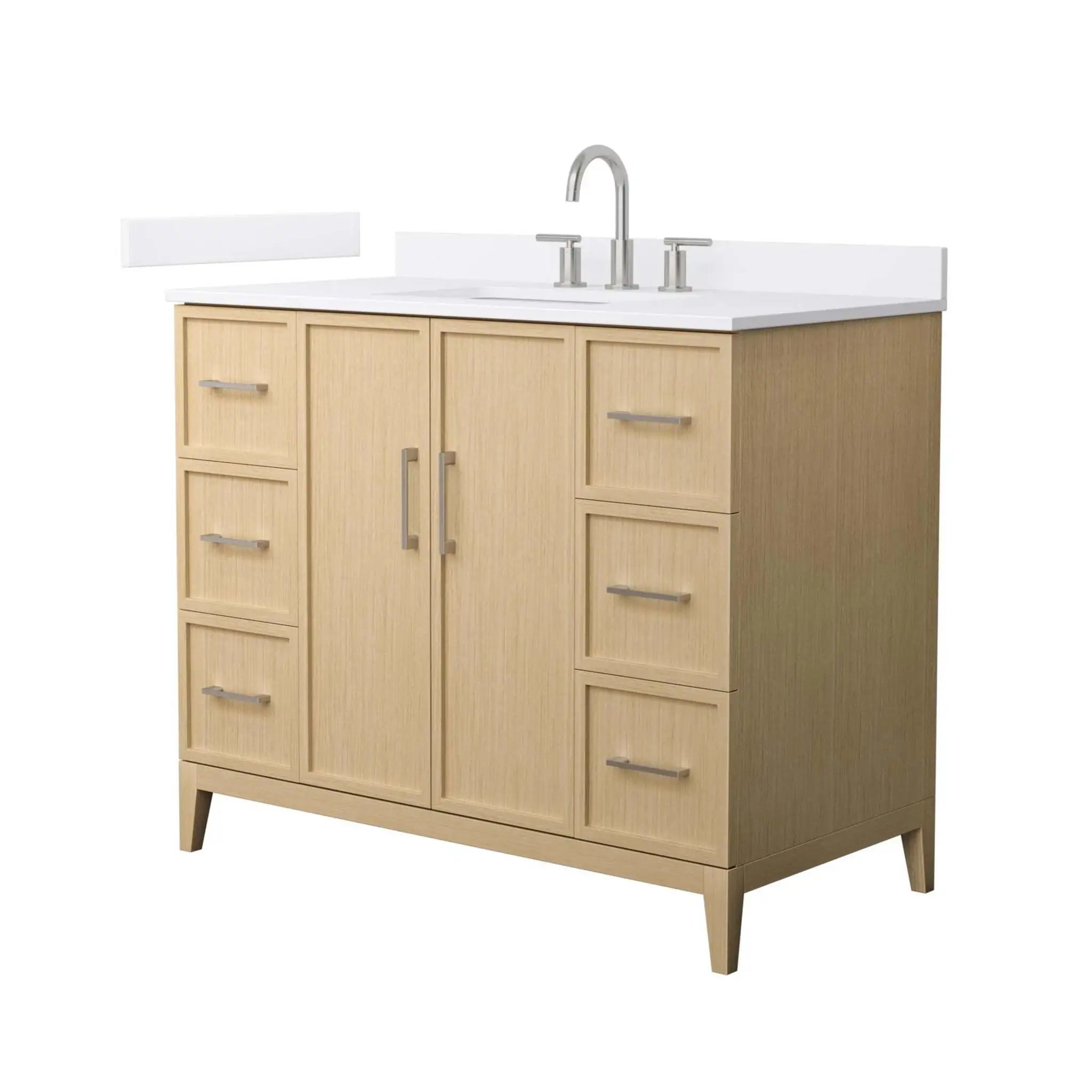 42" Elan Single Bathroom Vanity in White Oak with Brushed Nickel Trim by Wyndham