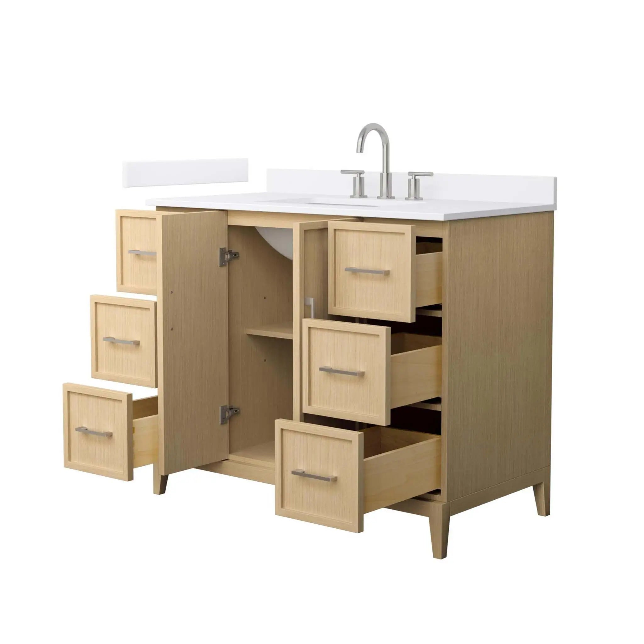 42" Elan Single Bathroom Vanity in White Oak with Brushed Nickel Trim by Wyndham