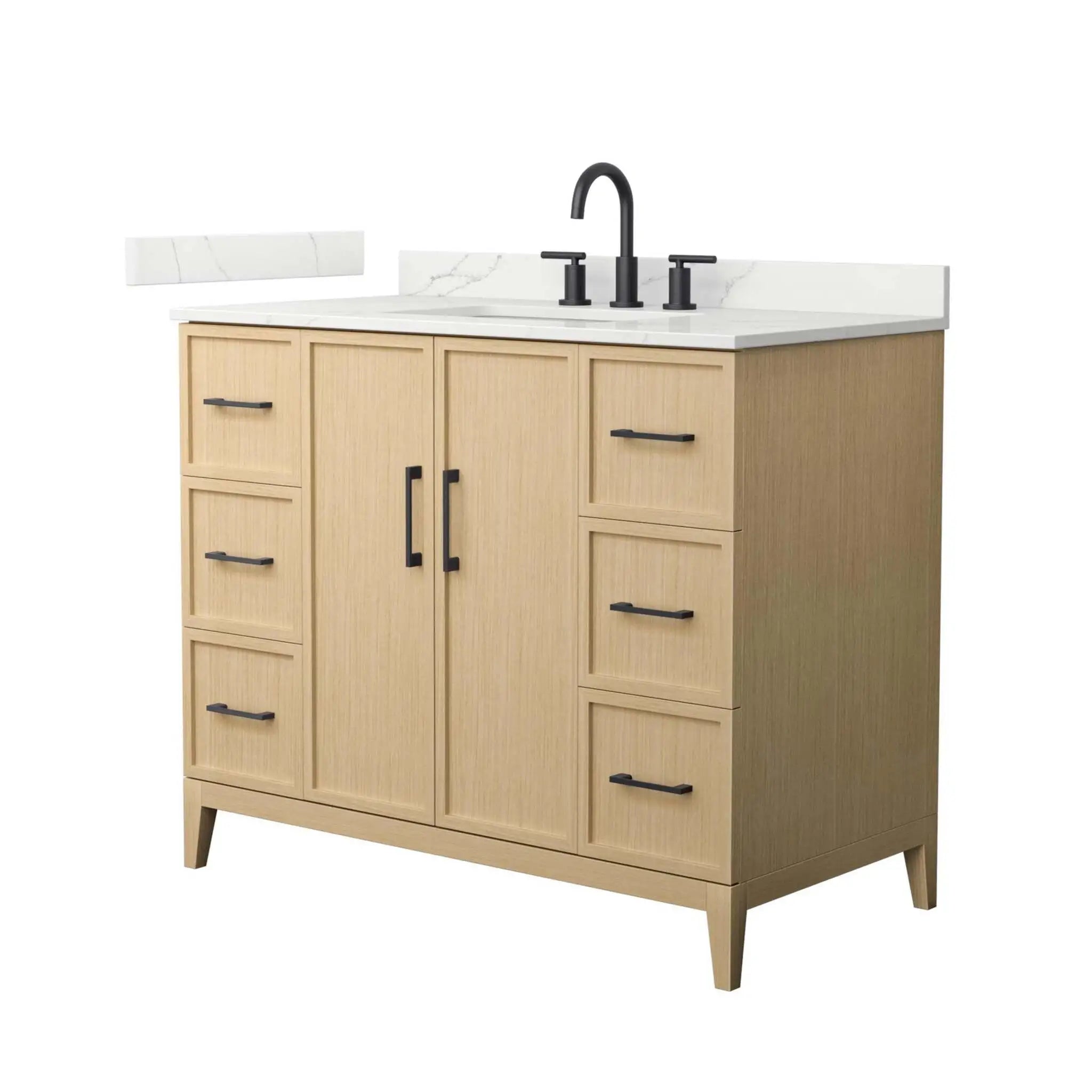 42" Elan Single Bathroom Vanity in White Oak with Matte Black Trim by Wyndham