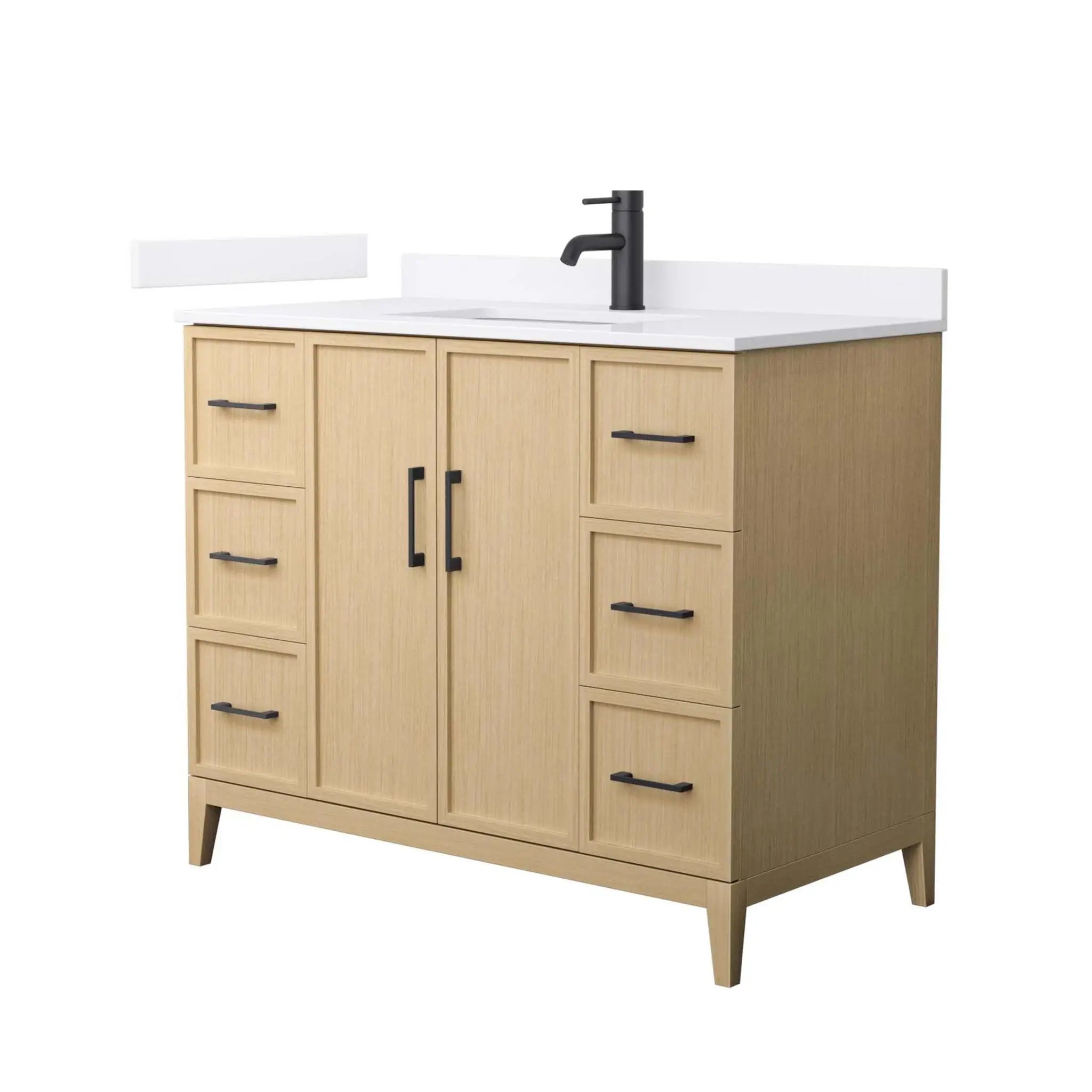 42" Elan Single Bathroom Vanity in White Oak with Matte Black Trim by Wyndham