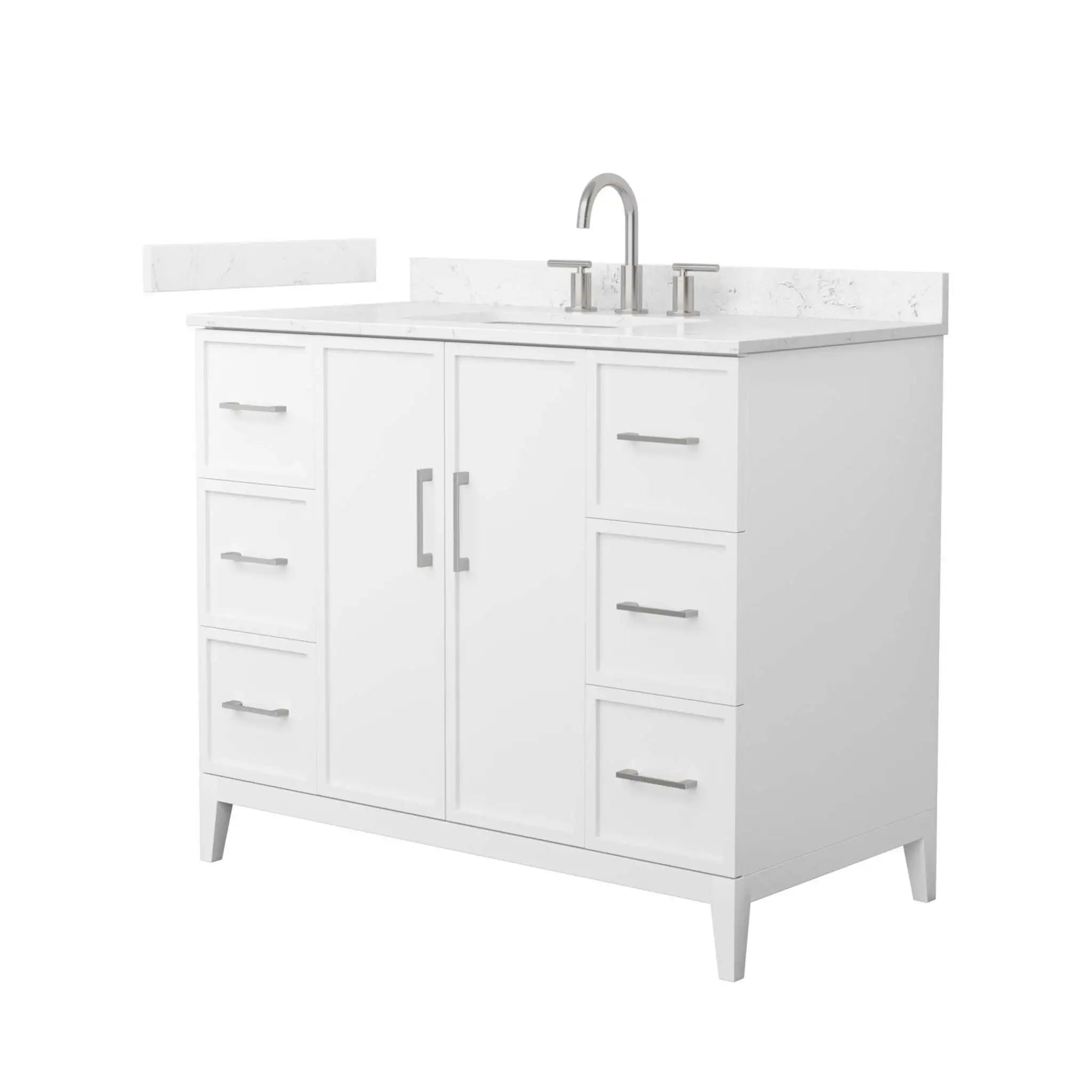 42" Elan Single Bathroom Vanity in White with Brushed Nickel Trim by Wyndham