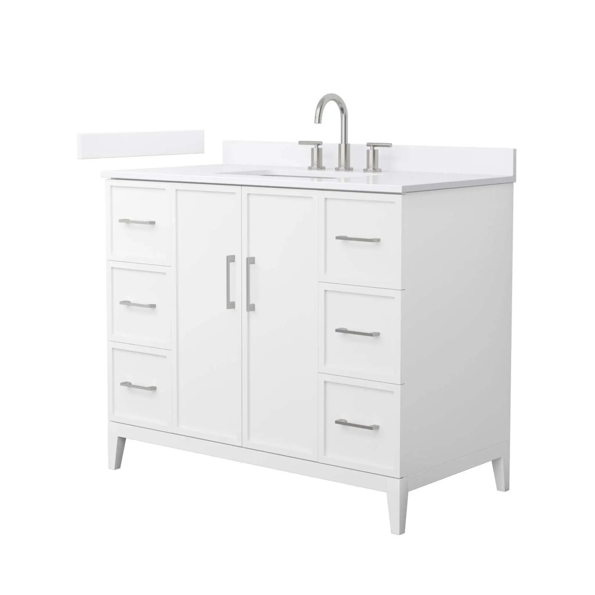 42" Elan Single Bathroom Vanity in White with Brushed Nickel Trim by Wyndham