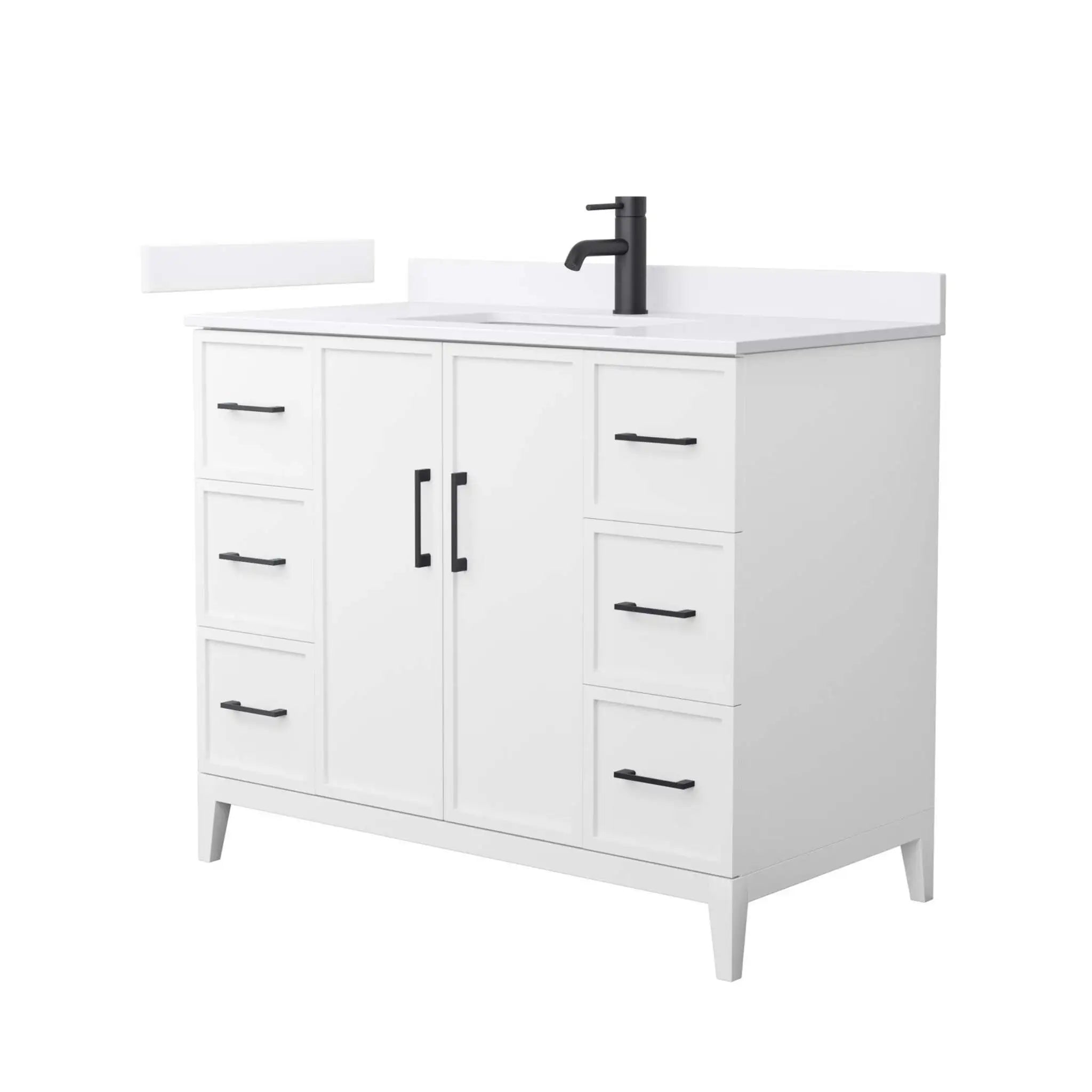 42" Elan Single Bathroom Vanity in White with Matte Black Trim by Wyndham