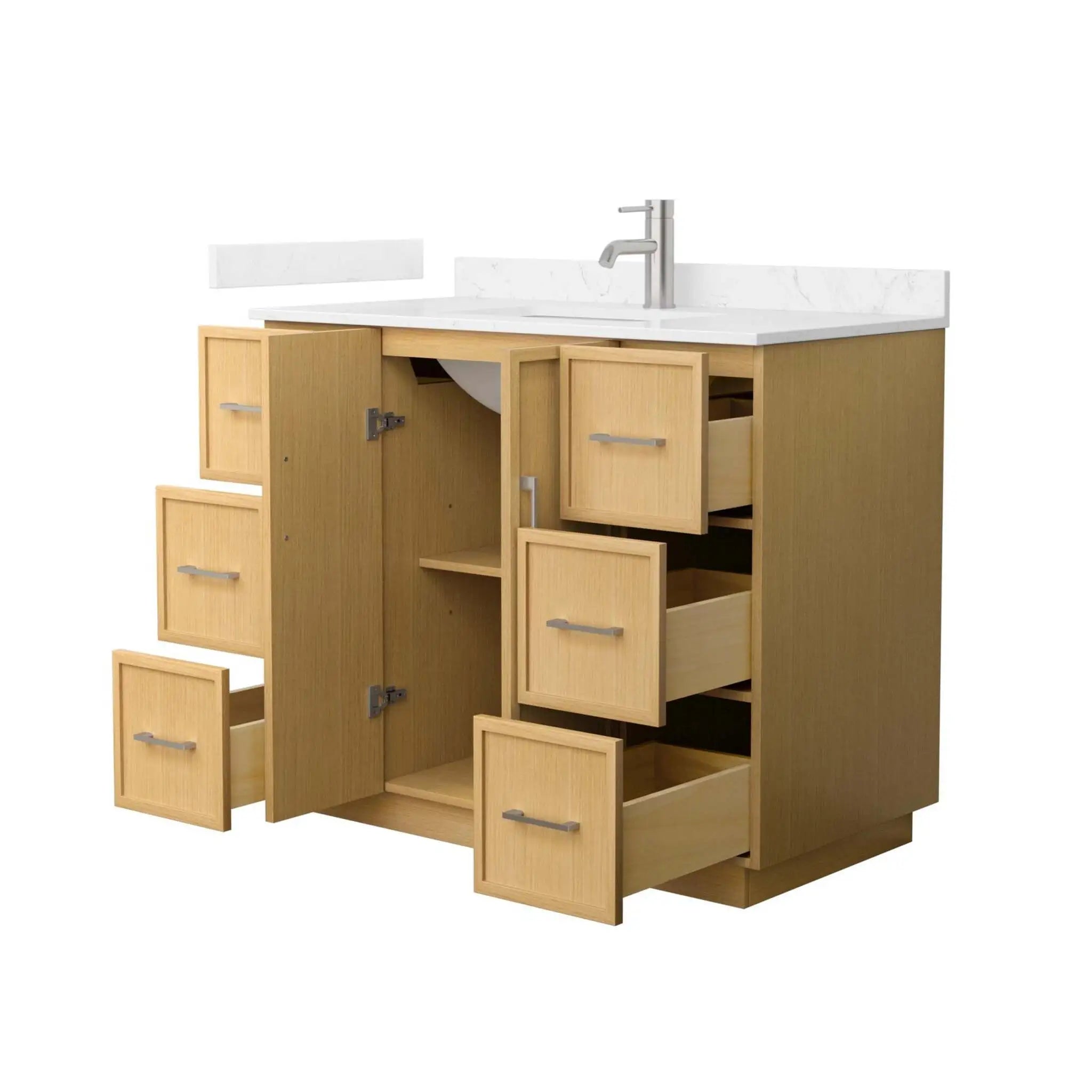42" Elan TK Elan Single Bathroom Vanity with Toe Kick in Light Oak with Brushed Nickel Trim by Wyndham
