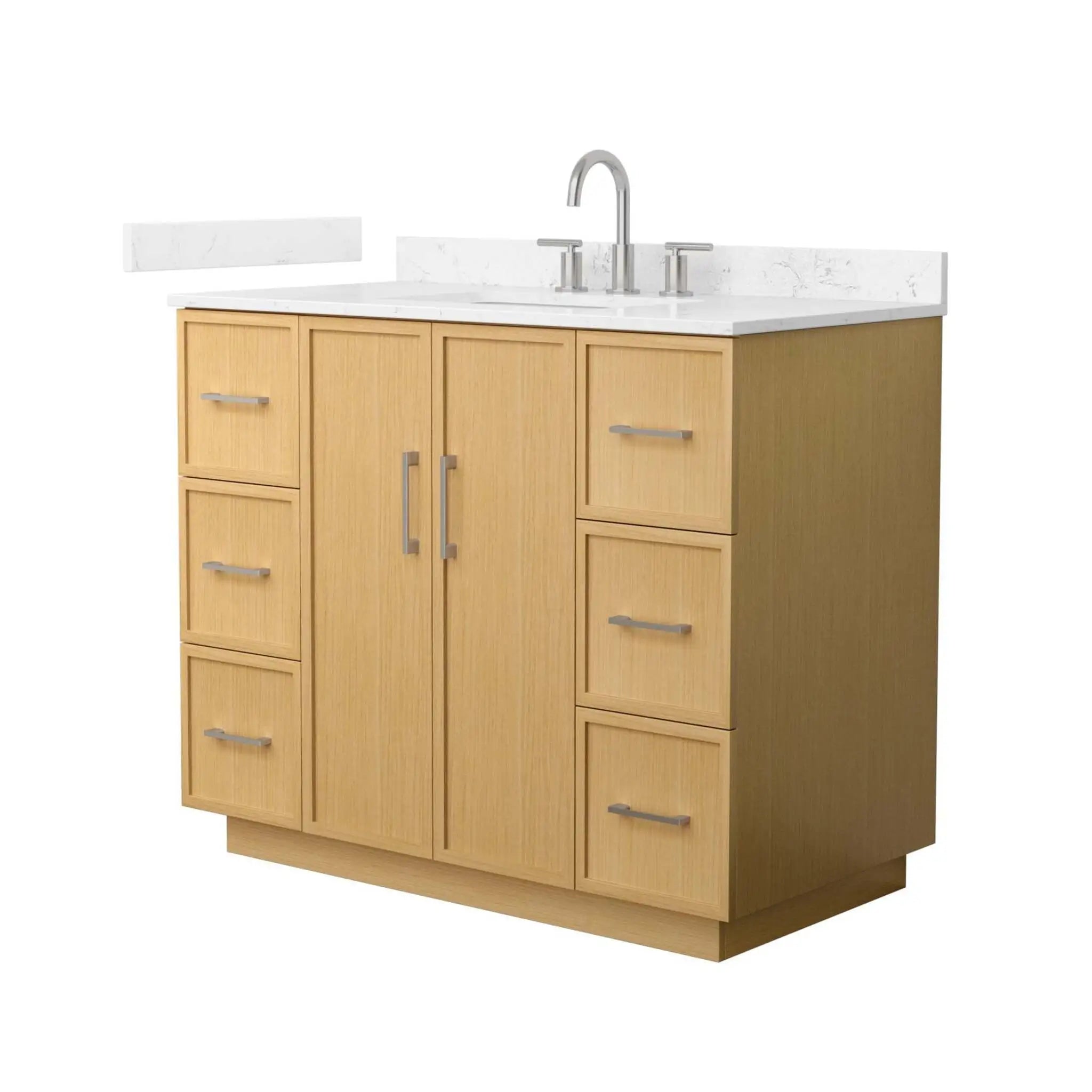 42" Elan TK Elan Single Bathroom Vanity with Toe Kick in Light Oak with Brushed Nickel Trim by Wyndham