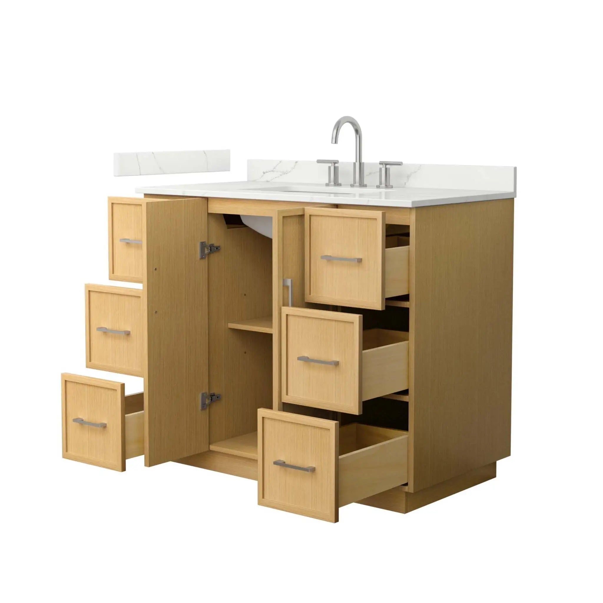 42" Elan TK Elan Single Bathroom Vanity with Toe Kick in Light Oak with Brushed Nickel Trim by Wyndham