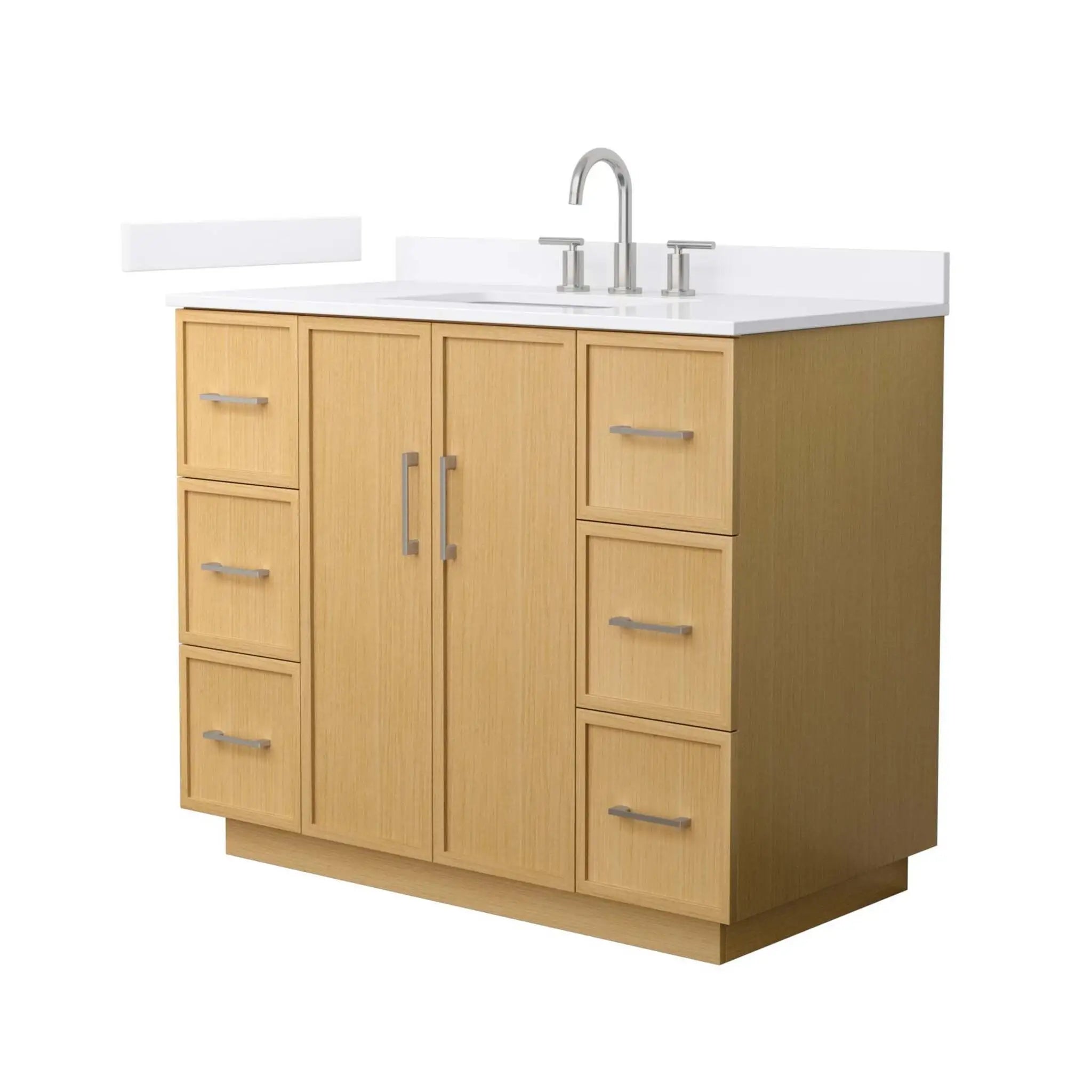 42" Elan TK Elan Single Bathroom Vanity with Toe Kick in Light Oak with Brushed Nickel Trim by Wyndham