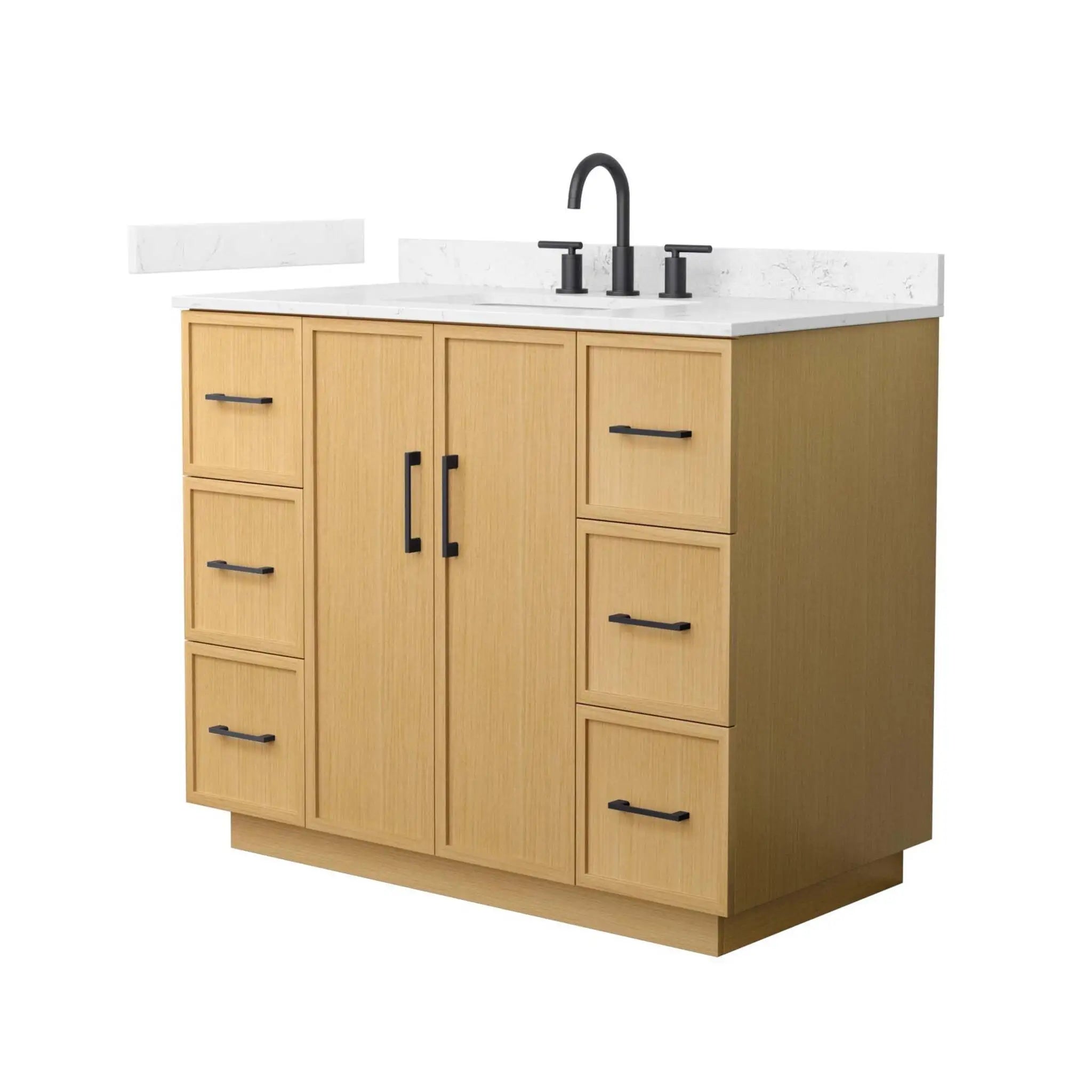 42" Elan TK Elan Single Bathroom Vanity with Toe Kick in Light Oak with Matte Black Trim by Wyndham