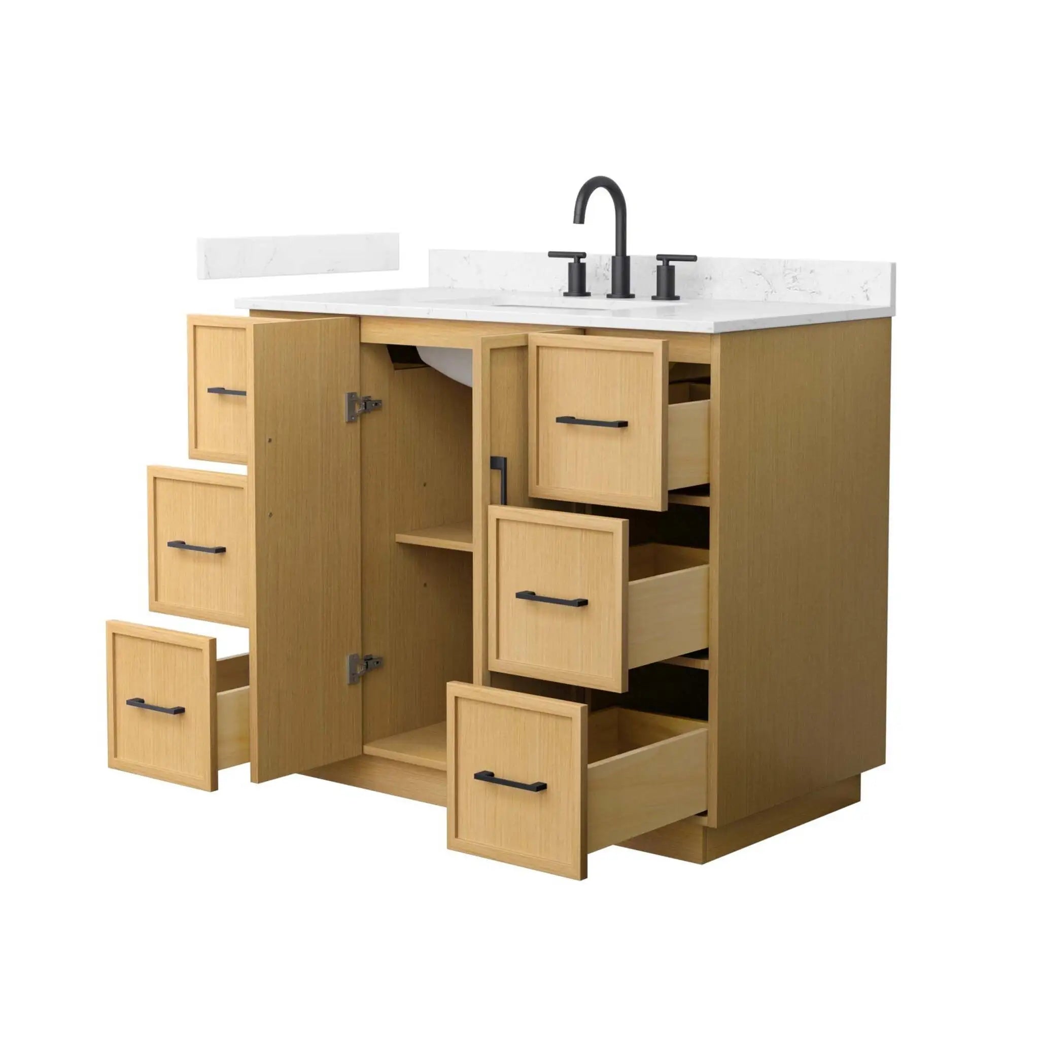 42" Elan TK Elan Single Bathroom Vanity with Toe Kick in Light Oak with Matte Black Trim by Wyndham