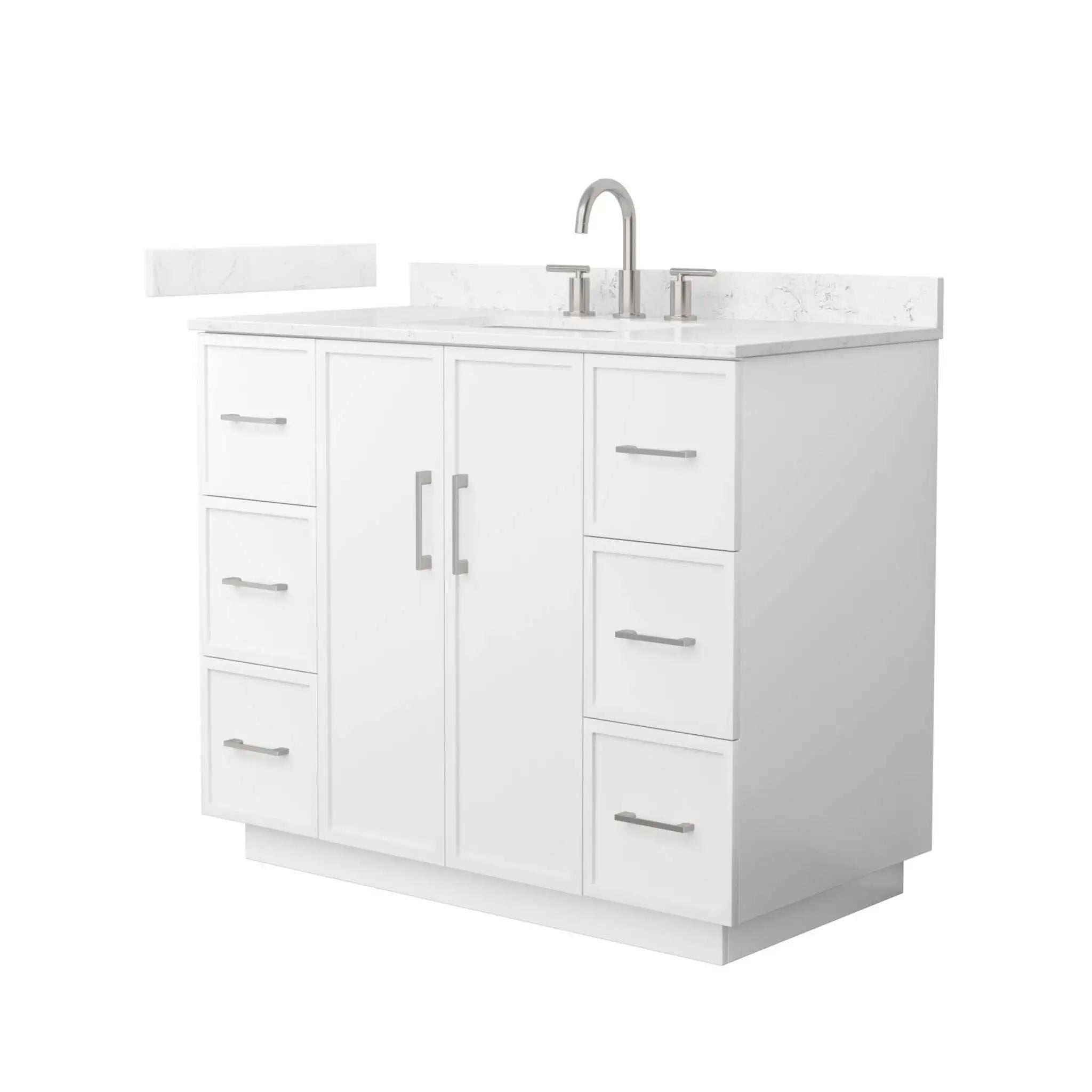 42" Elan TK Elan Single Bathroom Vanity with Toe Kick in White with Brushed Nickel Trim by Wyndham